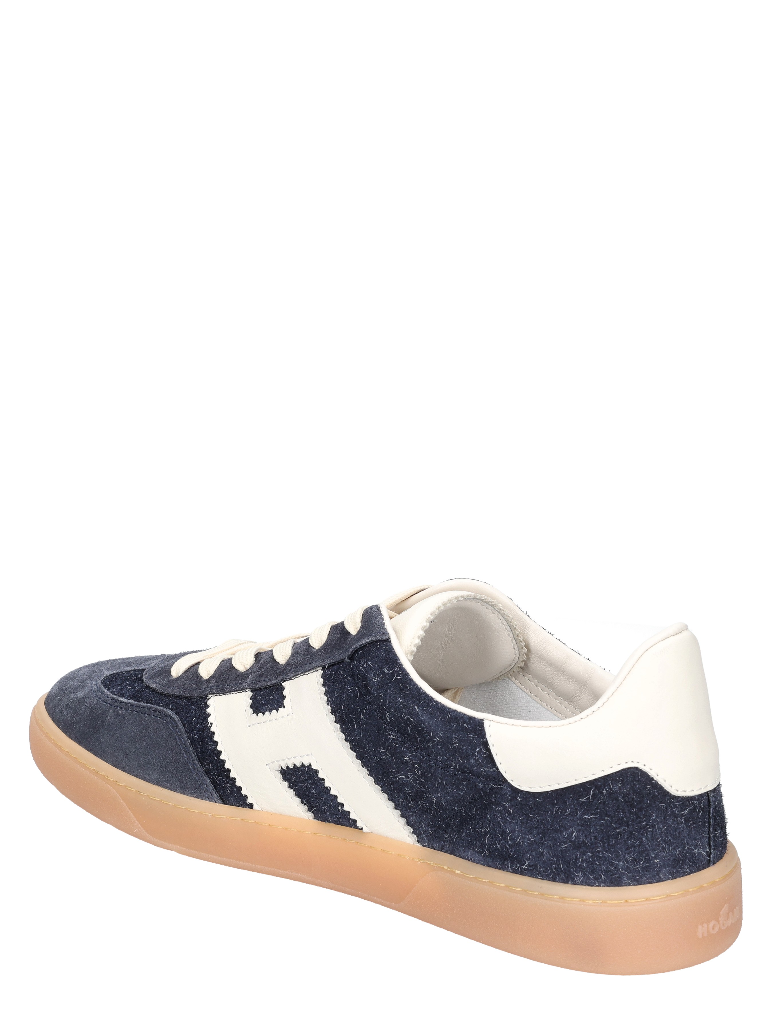 sneaker, suède marine, bontzijdige witte, gumzool, laag model