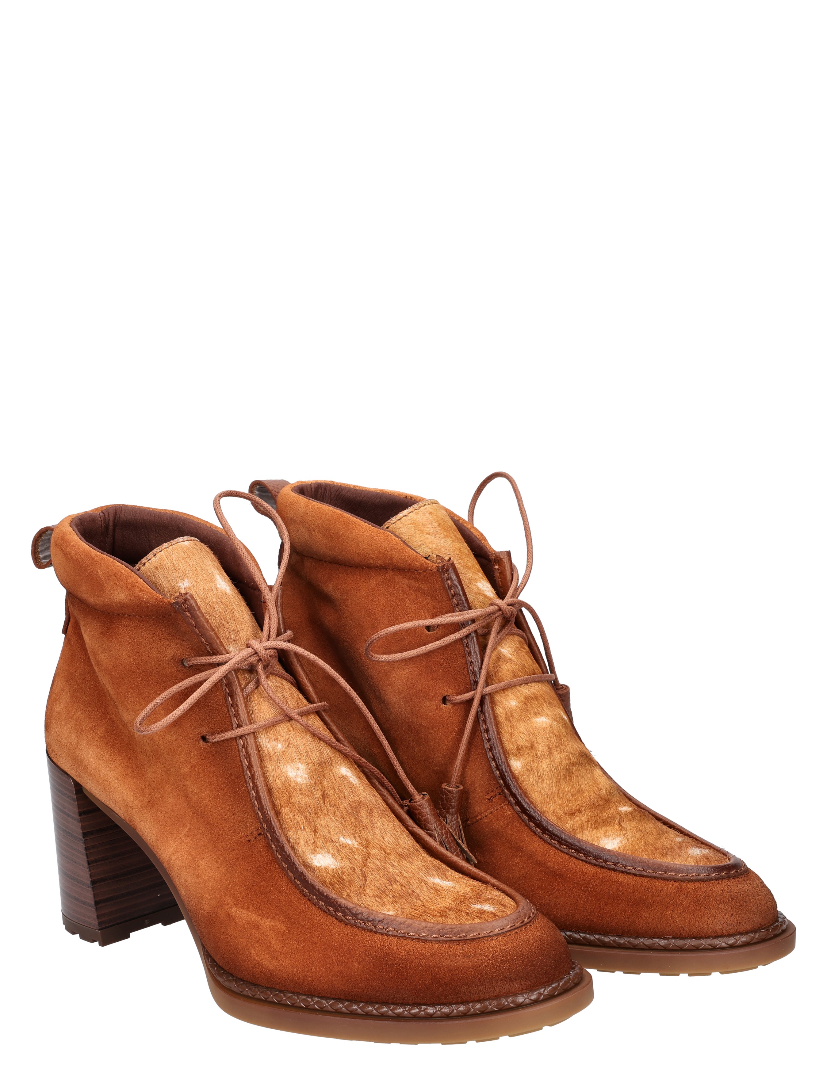 lederen hak, ankle boot, bruine laarzen, customer- style, lamsvacht?