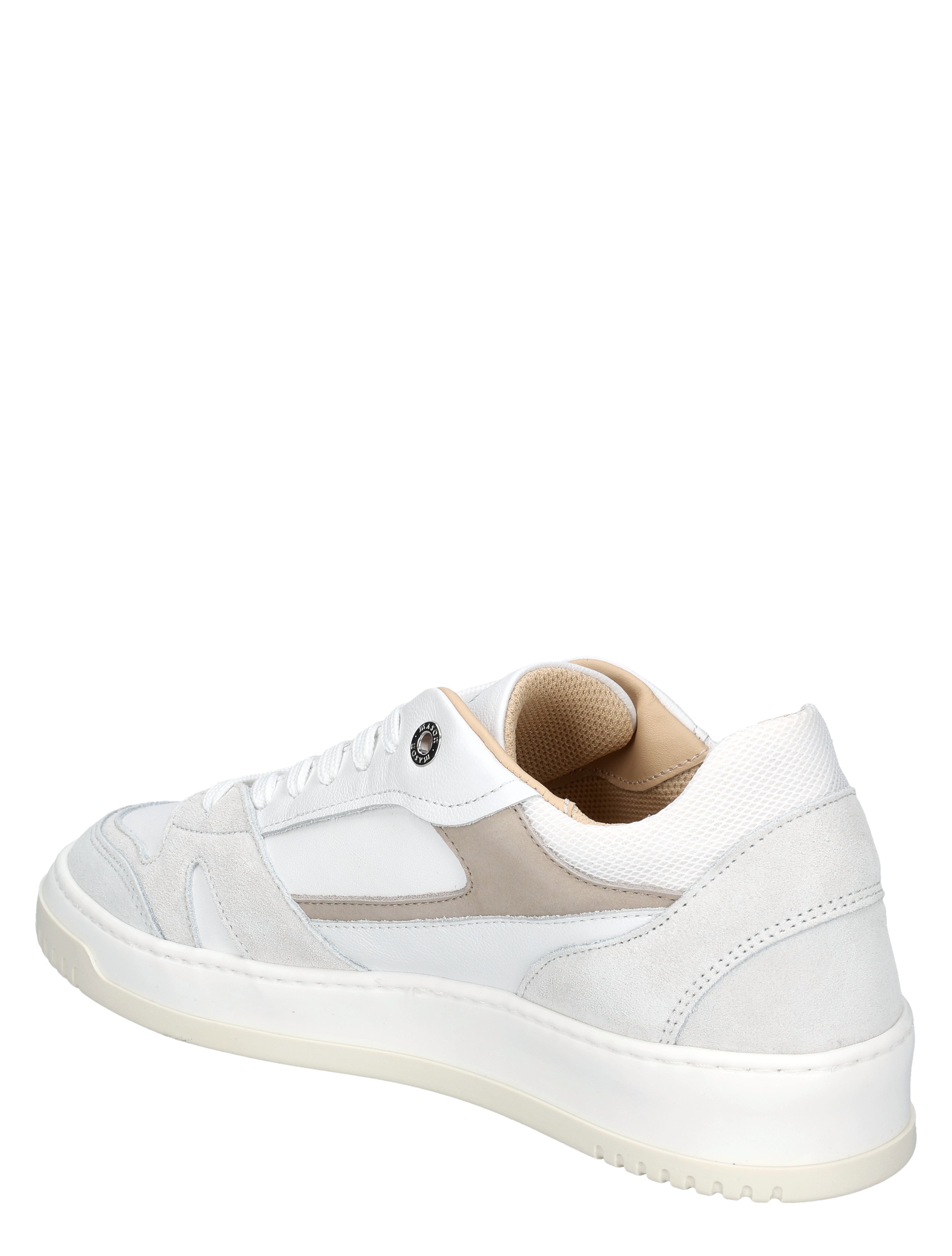 sneaker, wit, mesh, suede, laag-hals