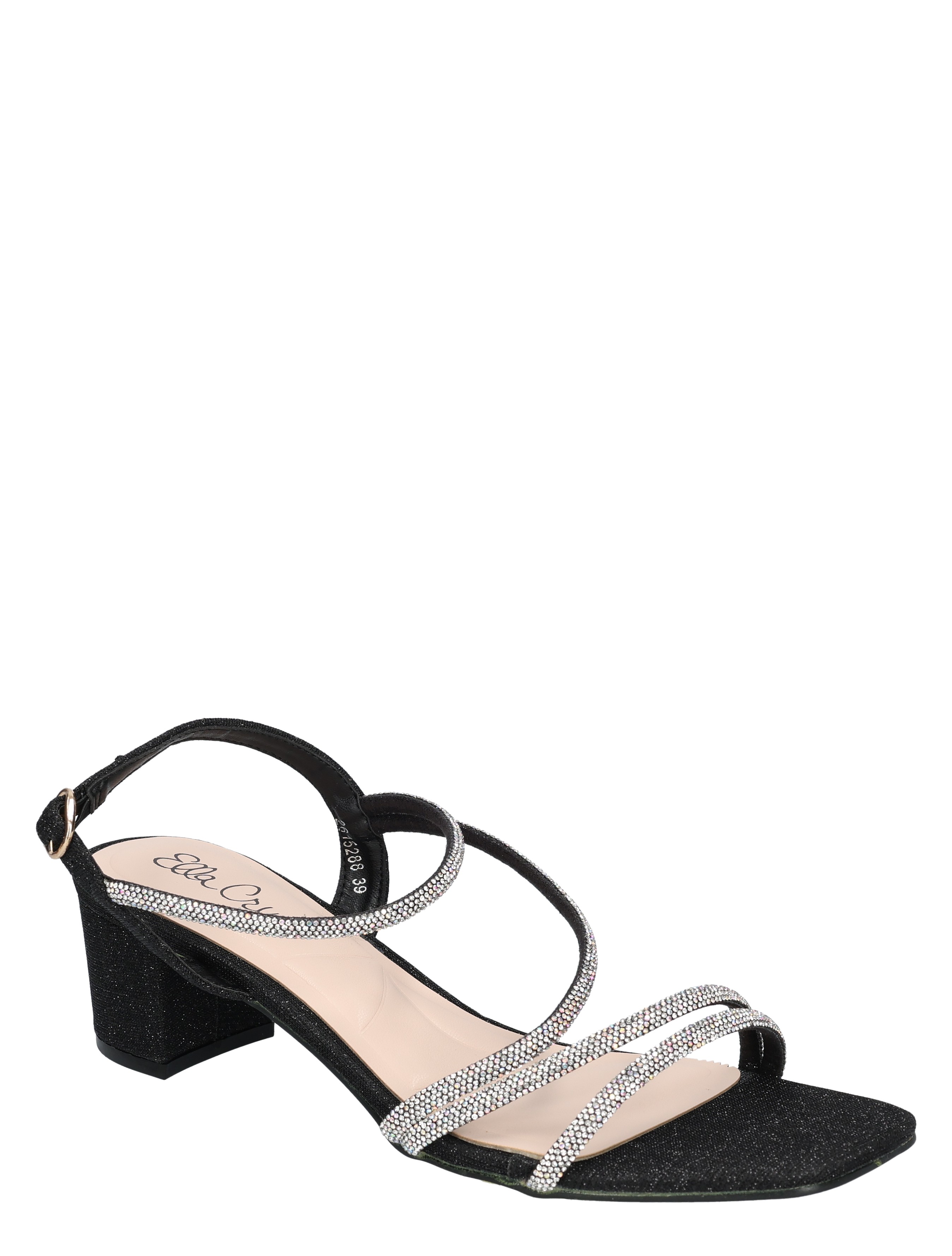 sandalen, dames, midheel, strass, glitter