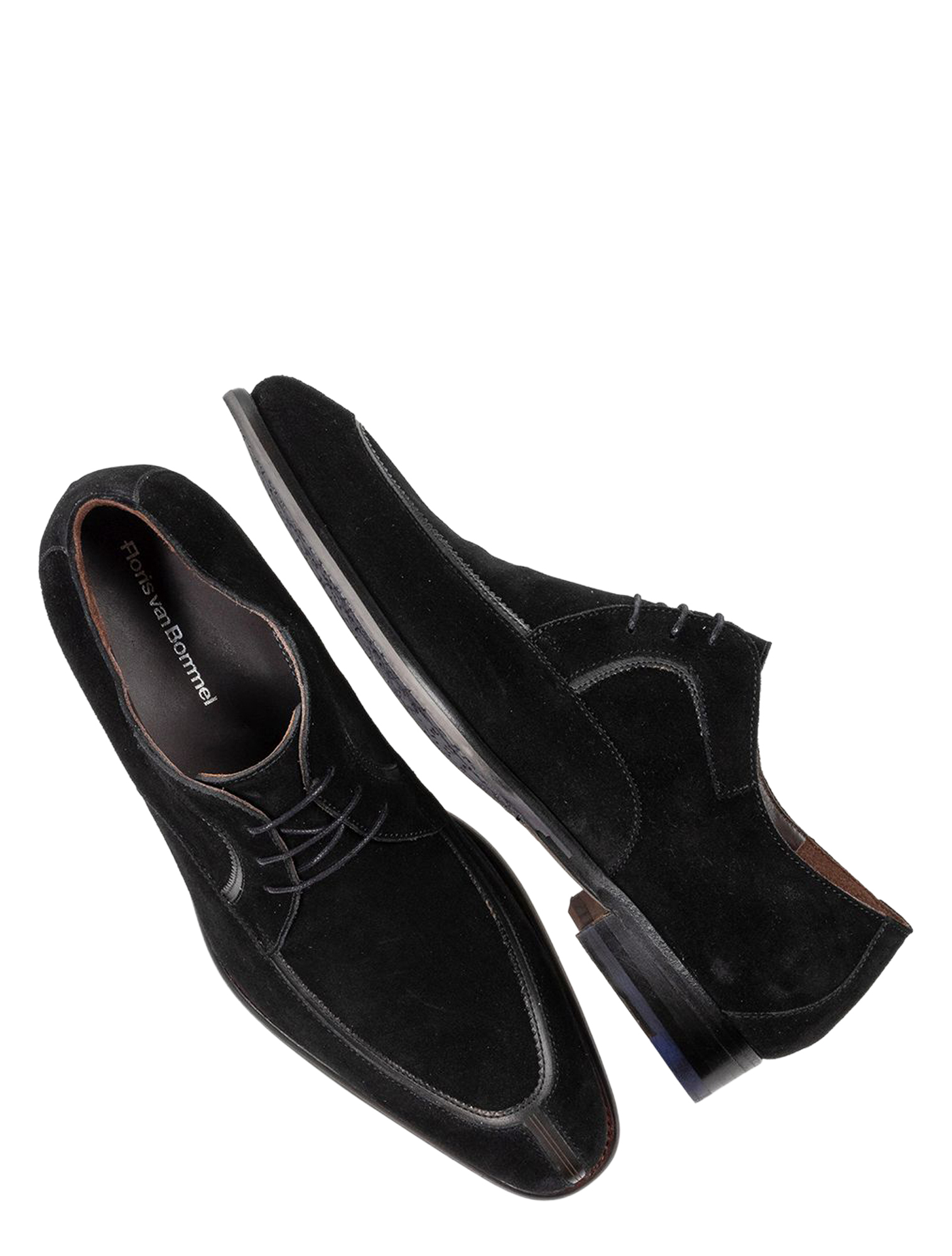 zwarte schoenen, herenschoenen, veterschoenen, suede, leestool-voetbed?