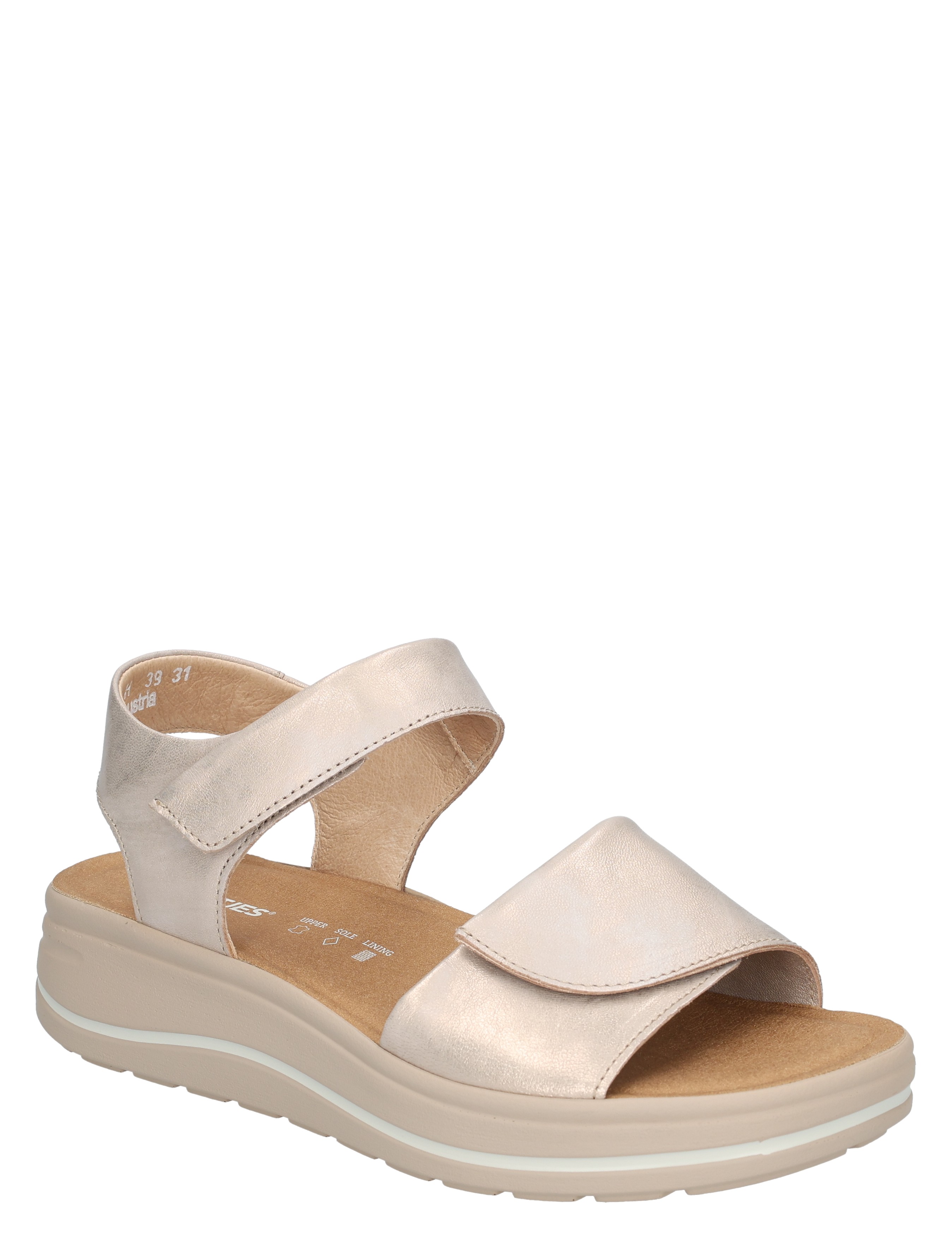sandalen, bandjes sandaal, metalliek, wedges, zool