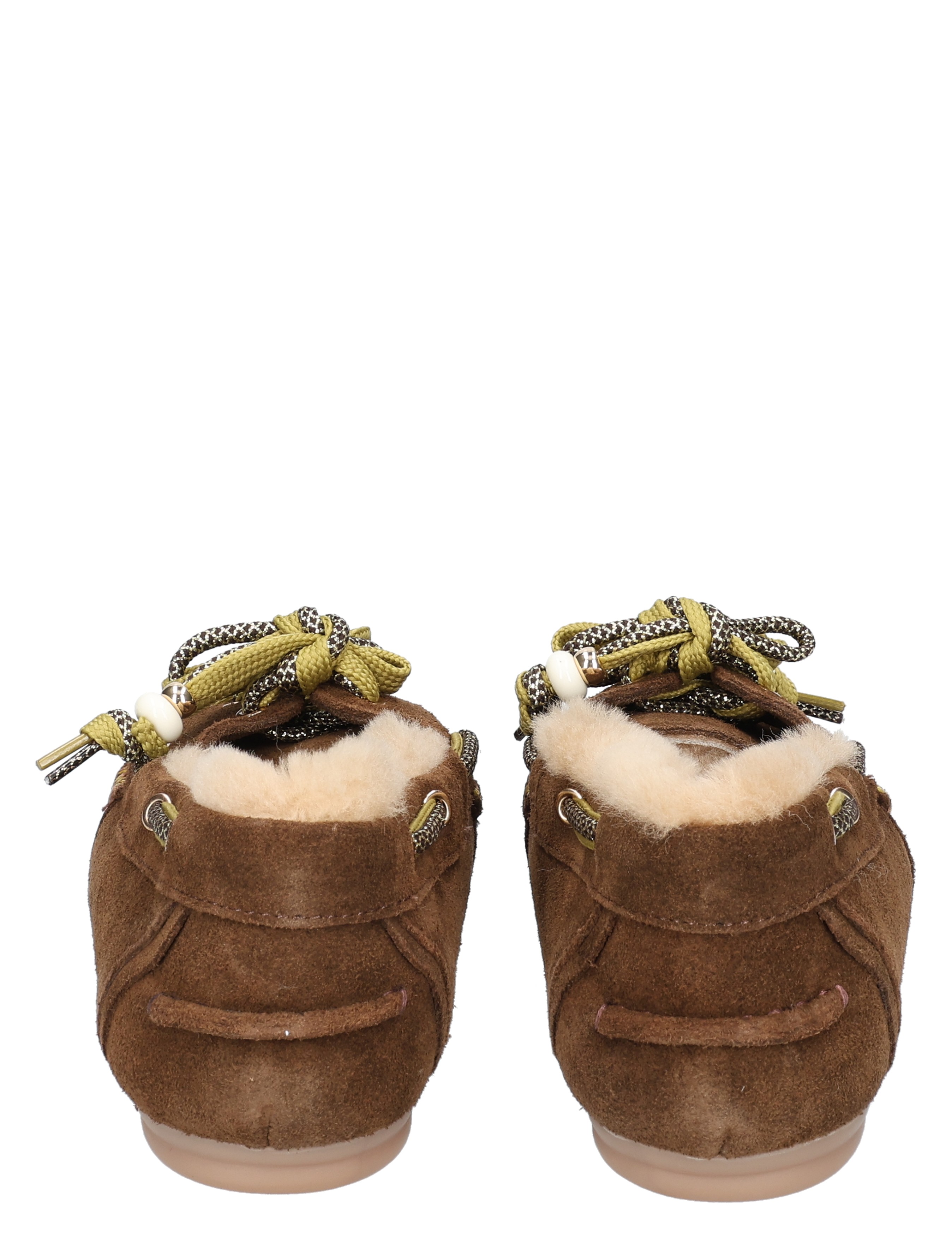 hoge schoentjes, bruine suède, wanten voering, dikke veters, slippersachtige schoenen