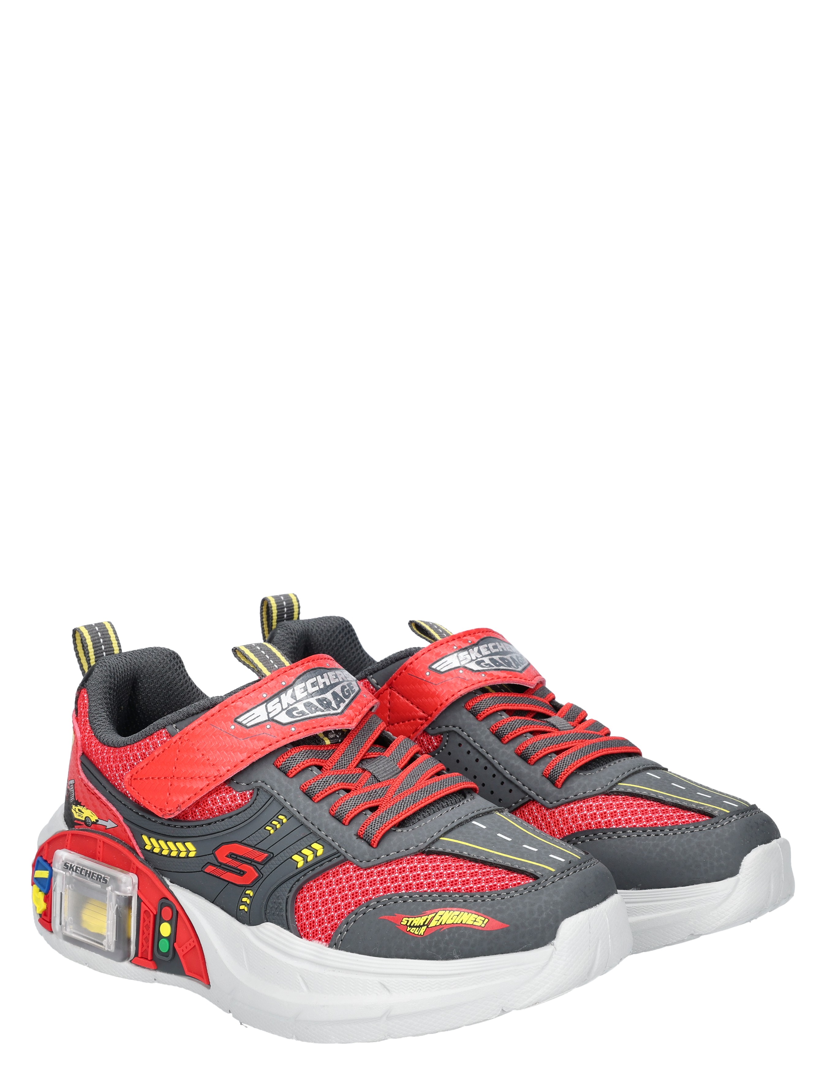 sneakers, sportschoenen, rood, grijs, veters