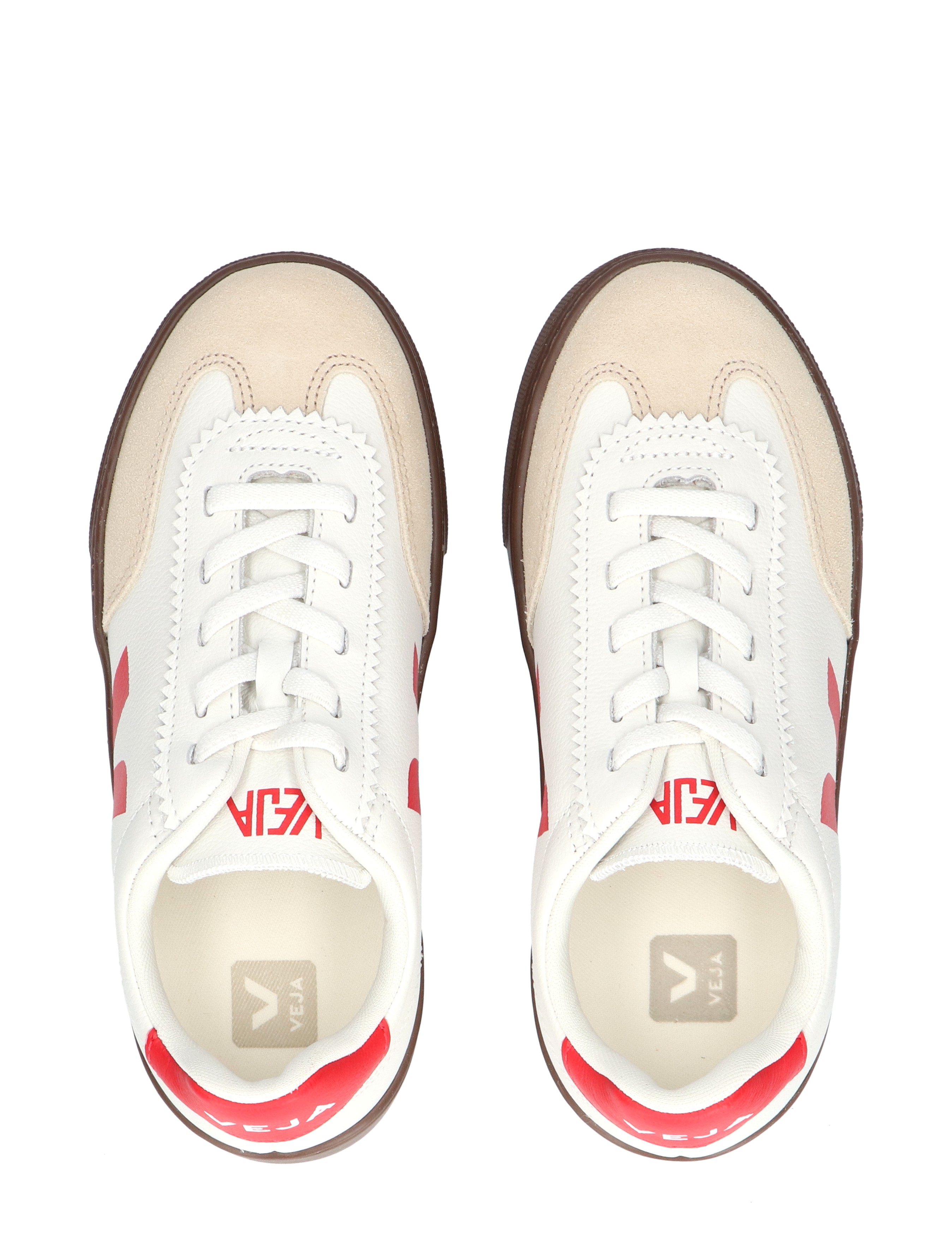 Veja - Small Volley Kids Leather SI2021012C White Pekin Bark - Meisjes - Lage Sneakers - Sneakers - 48211_84_7