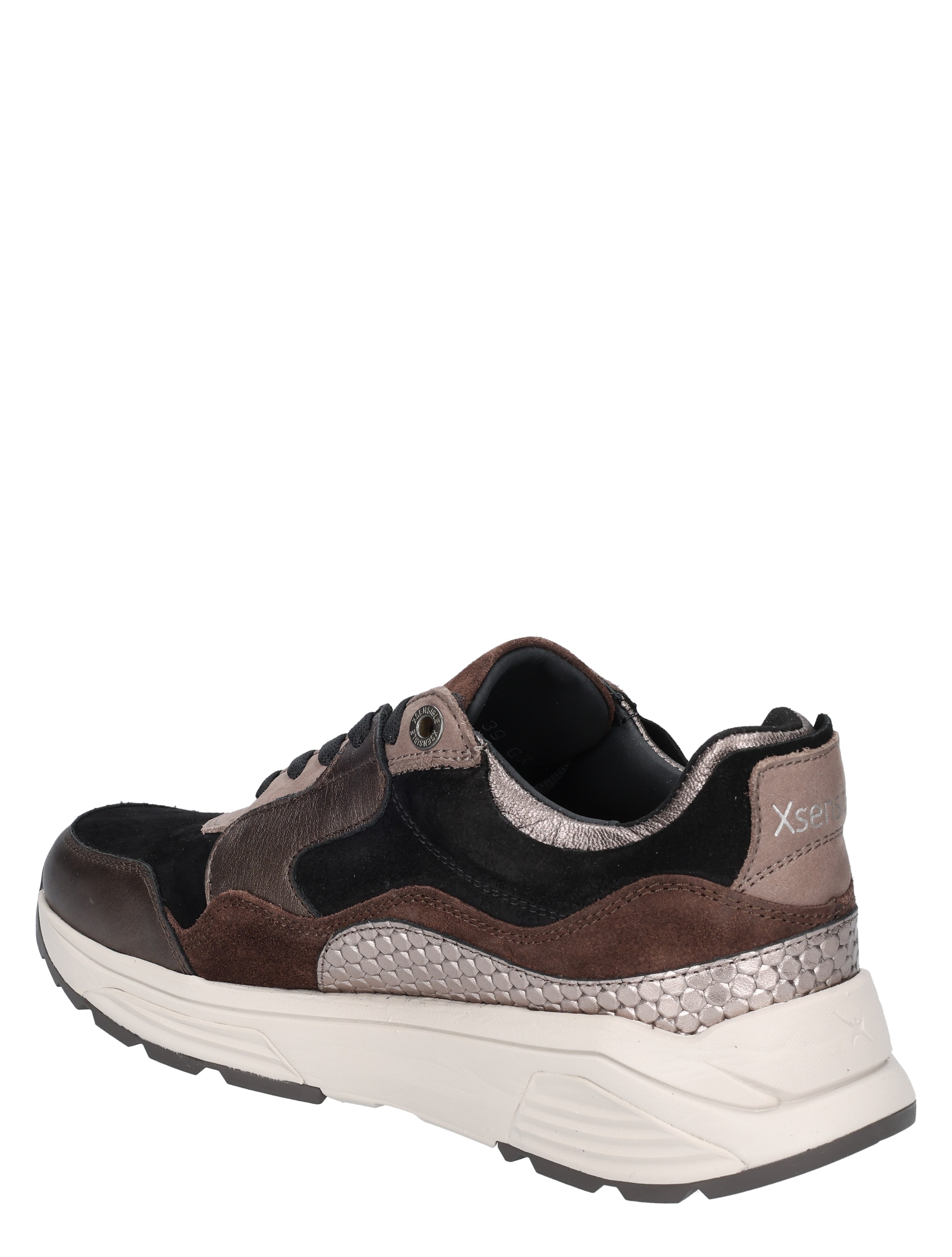sneaker, wedge, leren sneaker, donkerbruin, sportief