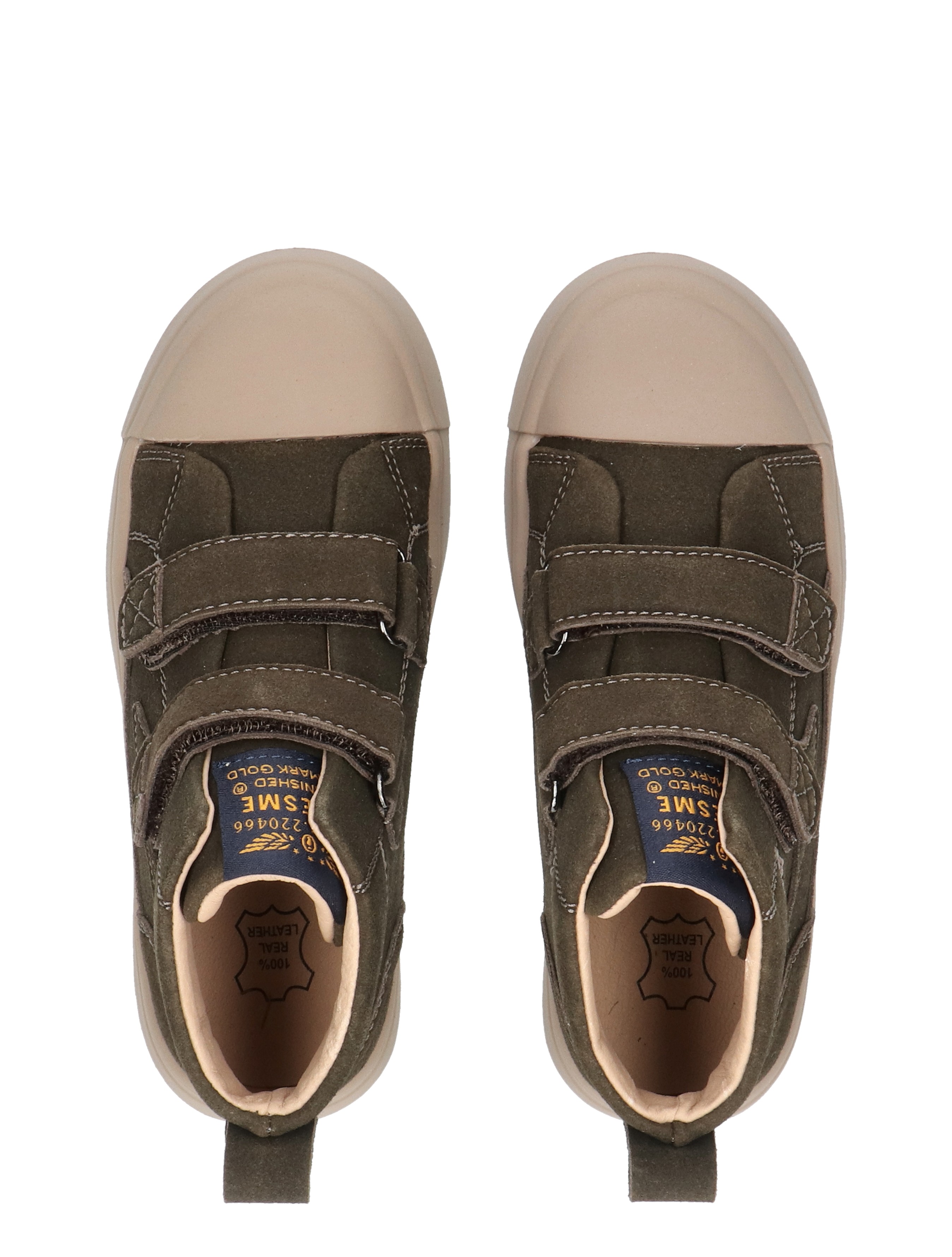 kinderschoenen, sneakers, velcro, donkergroen, leren/lederachtig