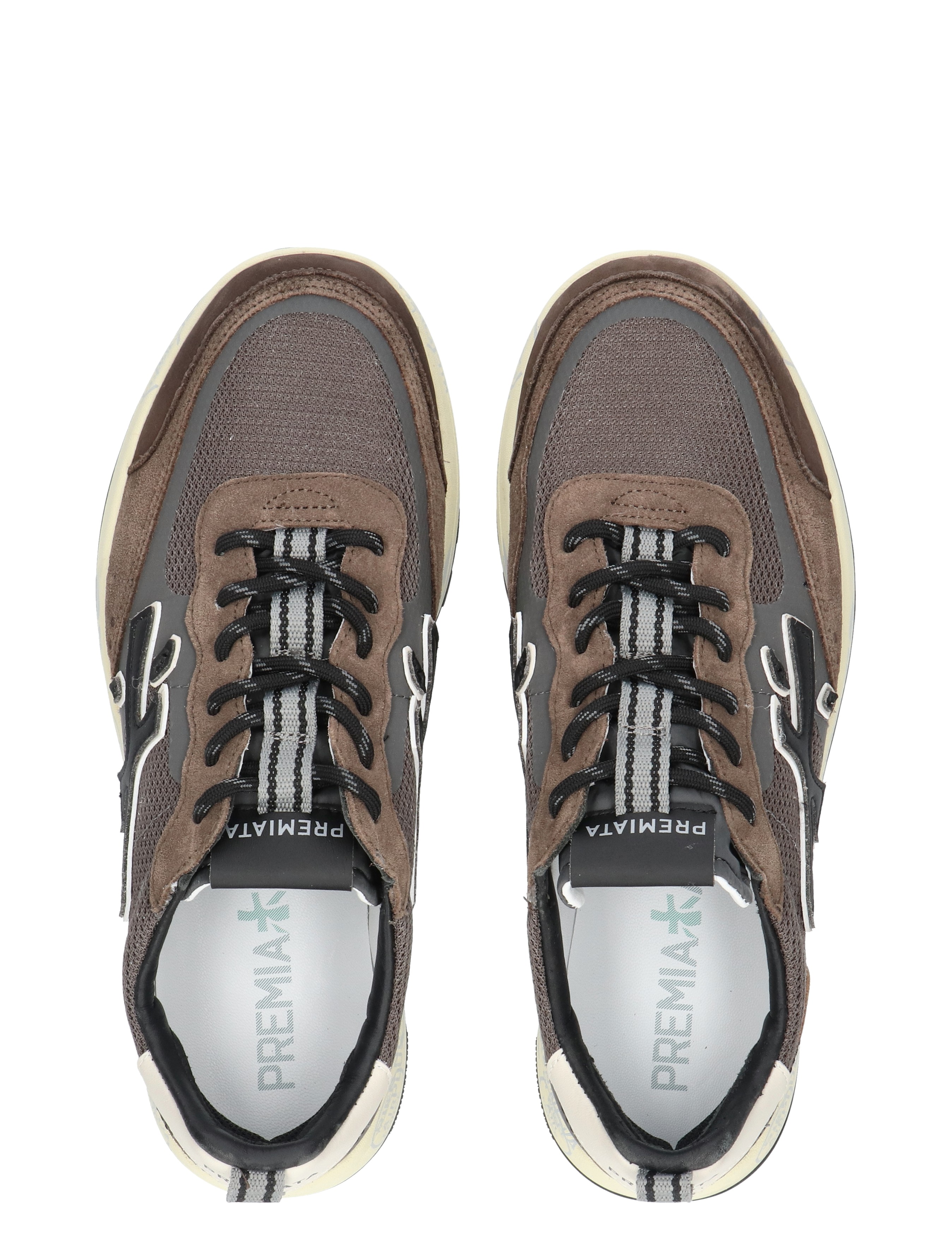 sneakers, bruin, mesh, veters, zool