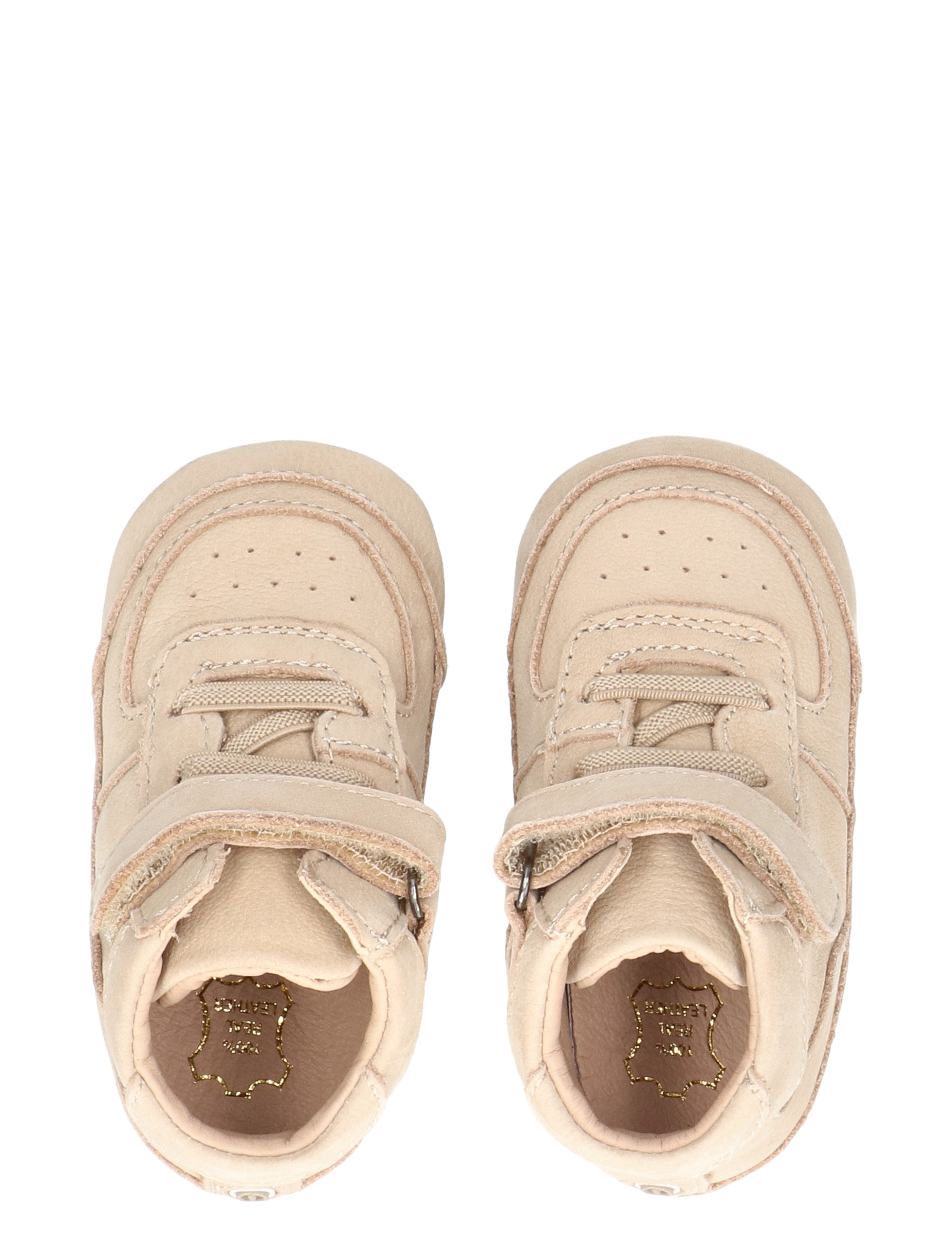 baby schoen, laarsje, klittenband, beige, leer