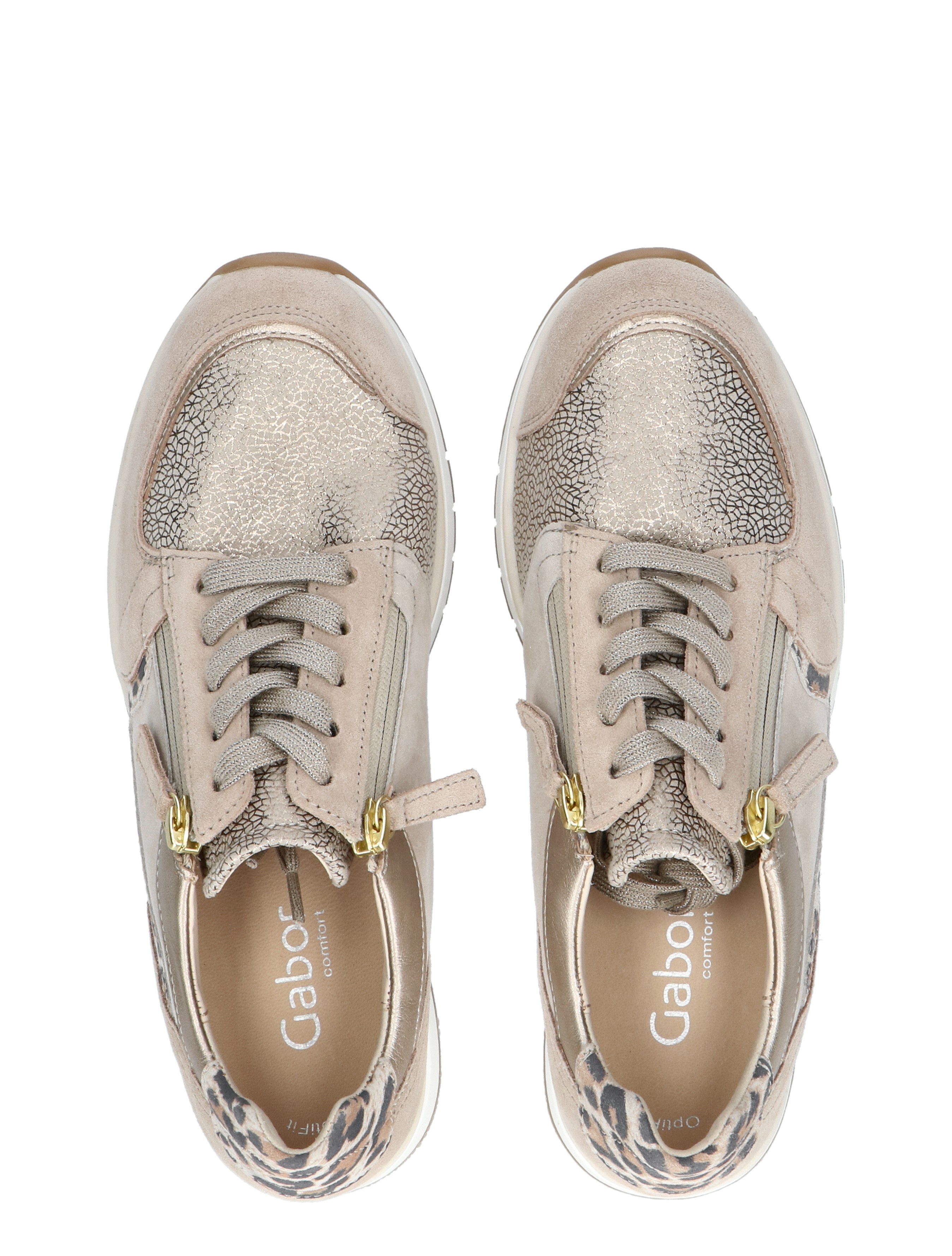 Gabor - 86.307.62 Beige Gold K-Wijdte - Dames - Veterschoenen - Casual Veterschoenen - 47199_77_7