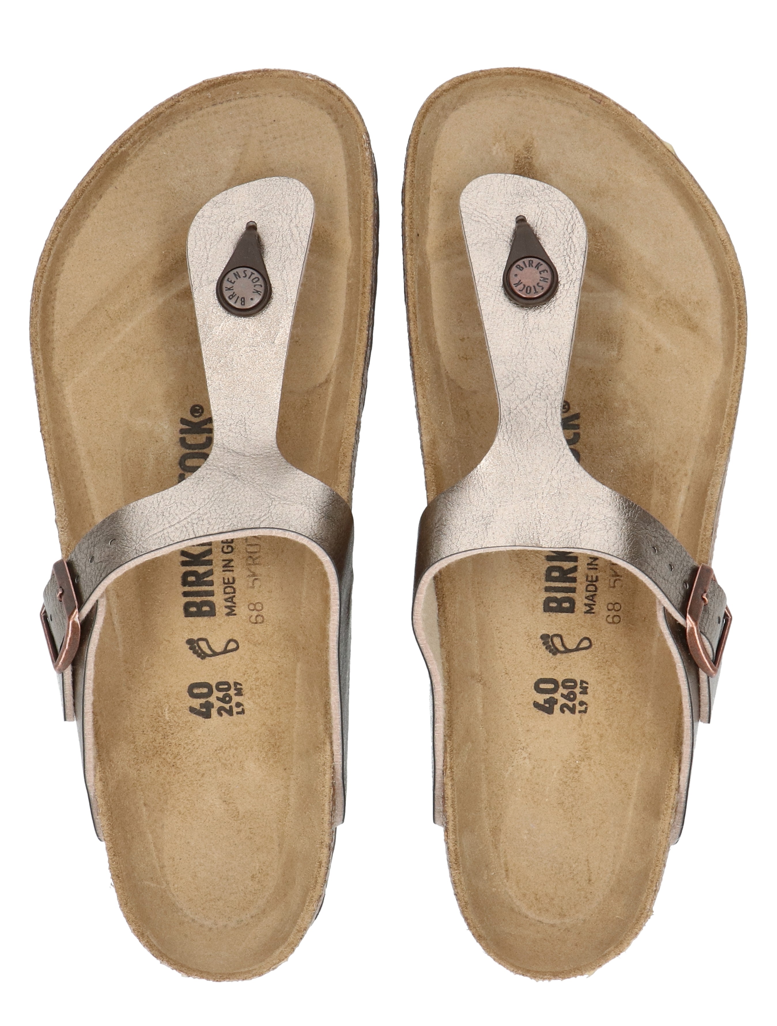 Birkenstock - Gizeh Women Birko Flor Taupe Metal Regular - Dames - Slippers - 49780_77_1