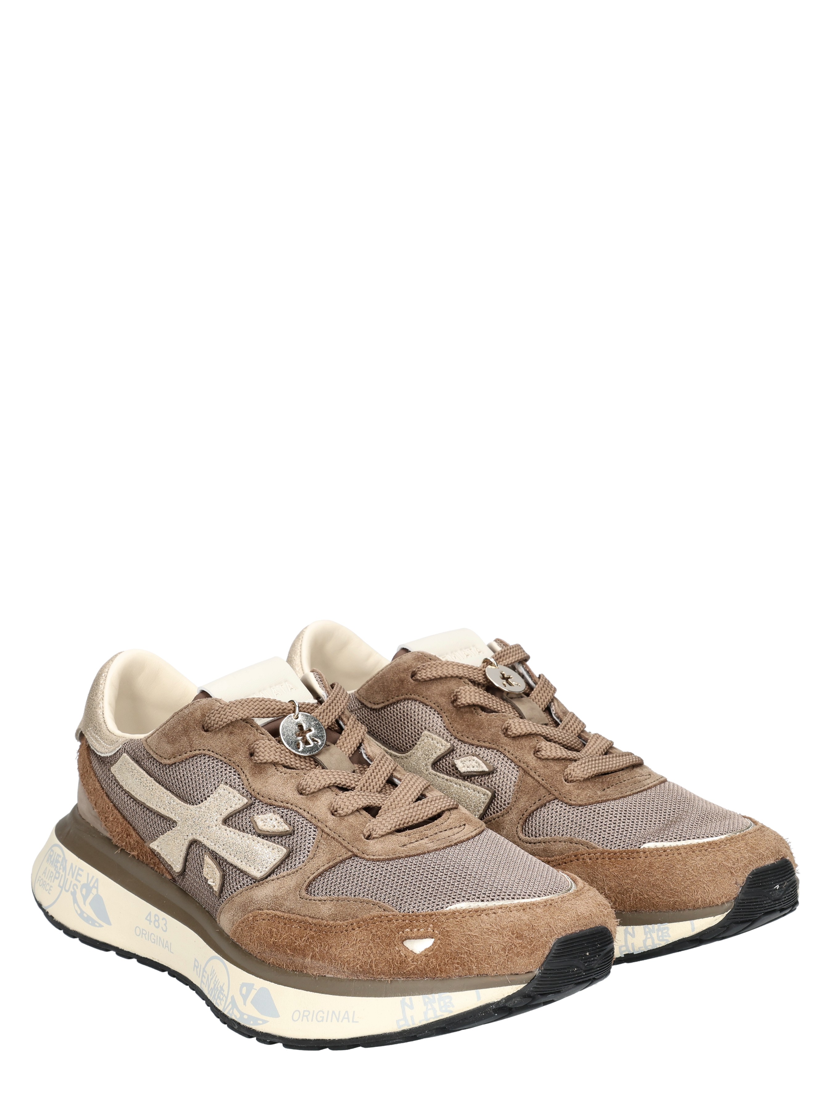 sneakers, sportschoenen, bruine schoenen, mesh stof, suède details