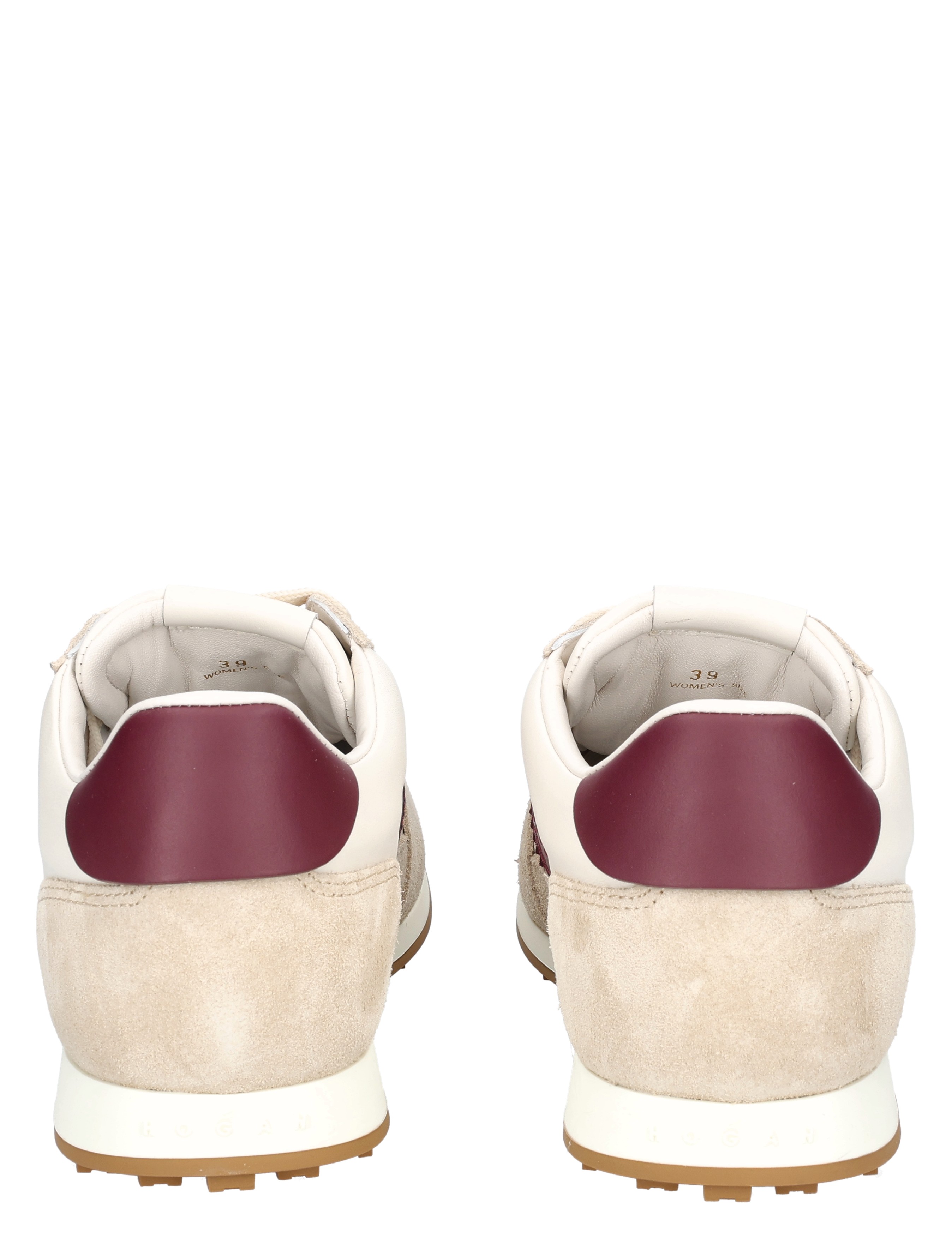 sneaker, dames, suede, beige, maroon hak