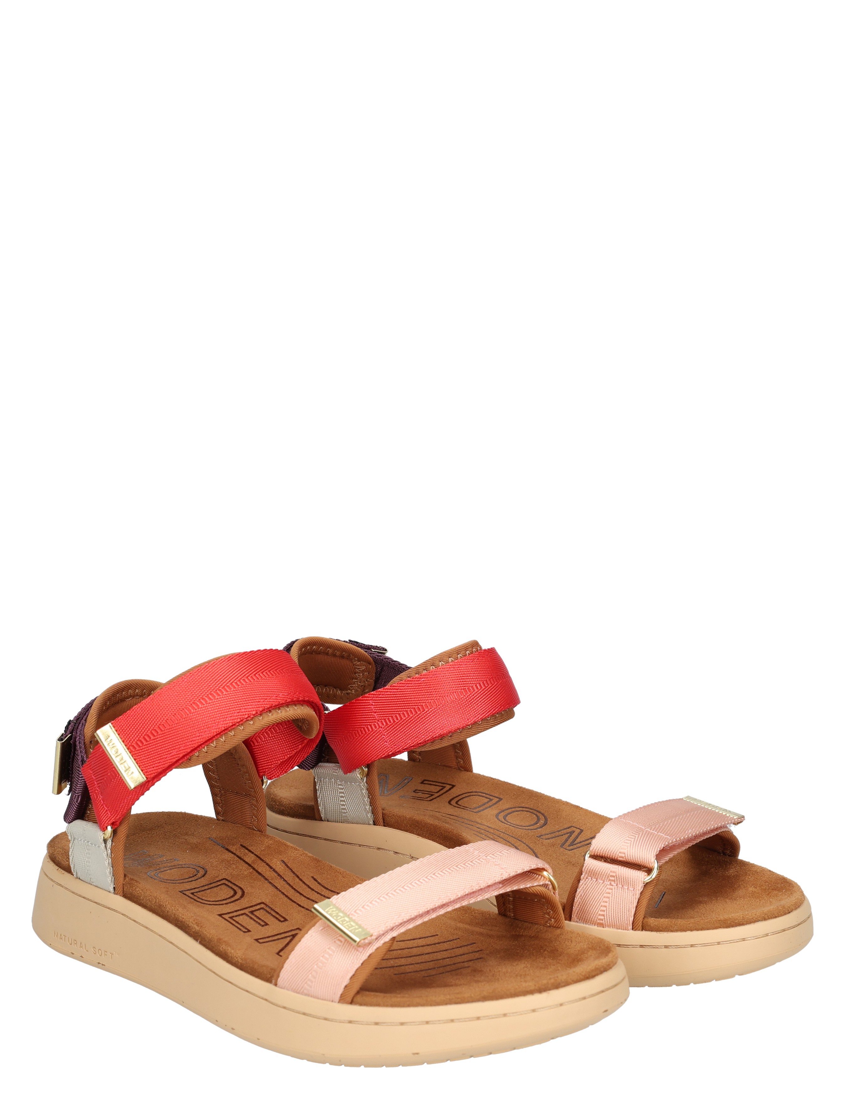 sandalen, womensandal, multi-strap, pink, rood