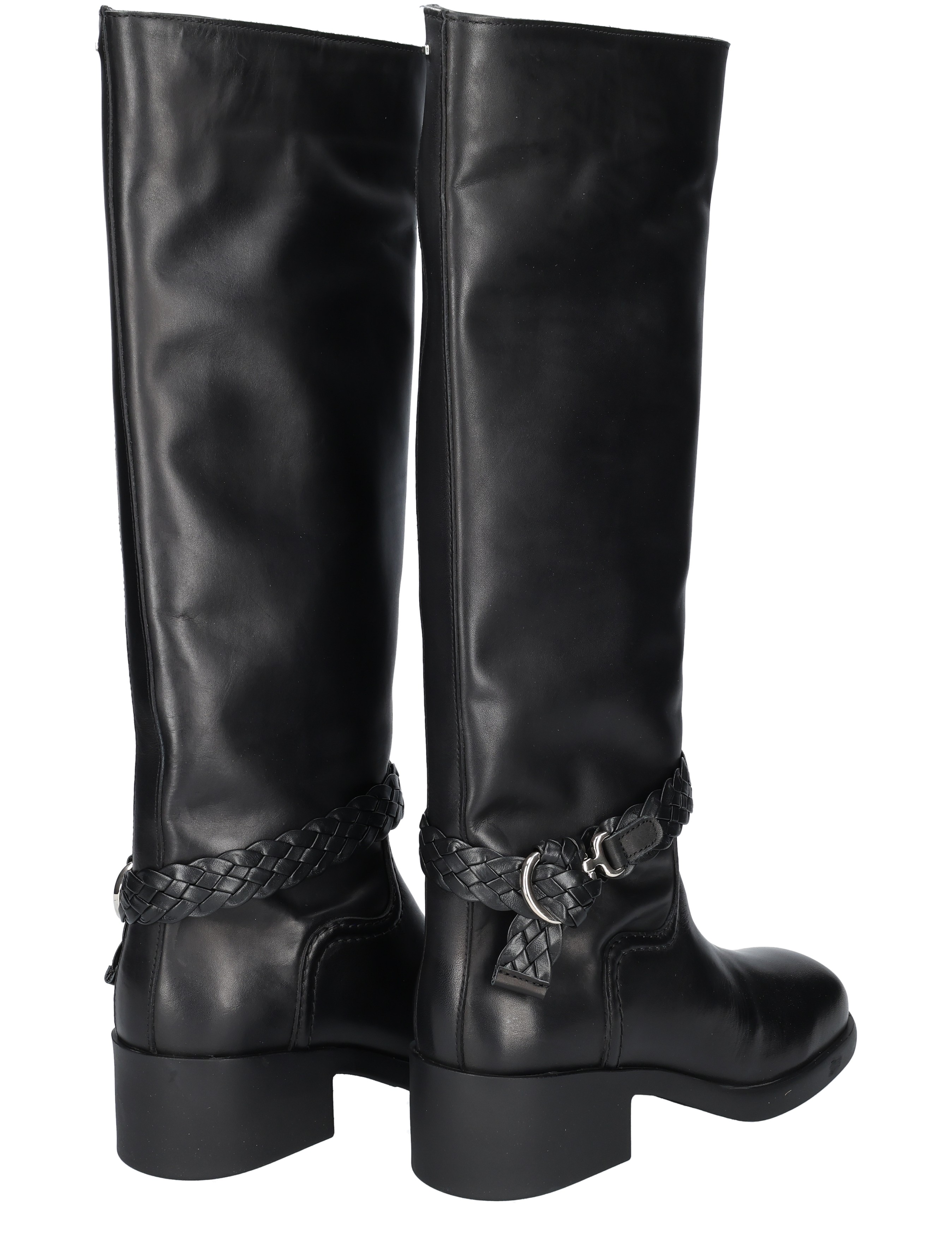 burgers, knee-high, black, leather, braided-strap