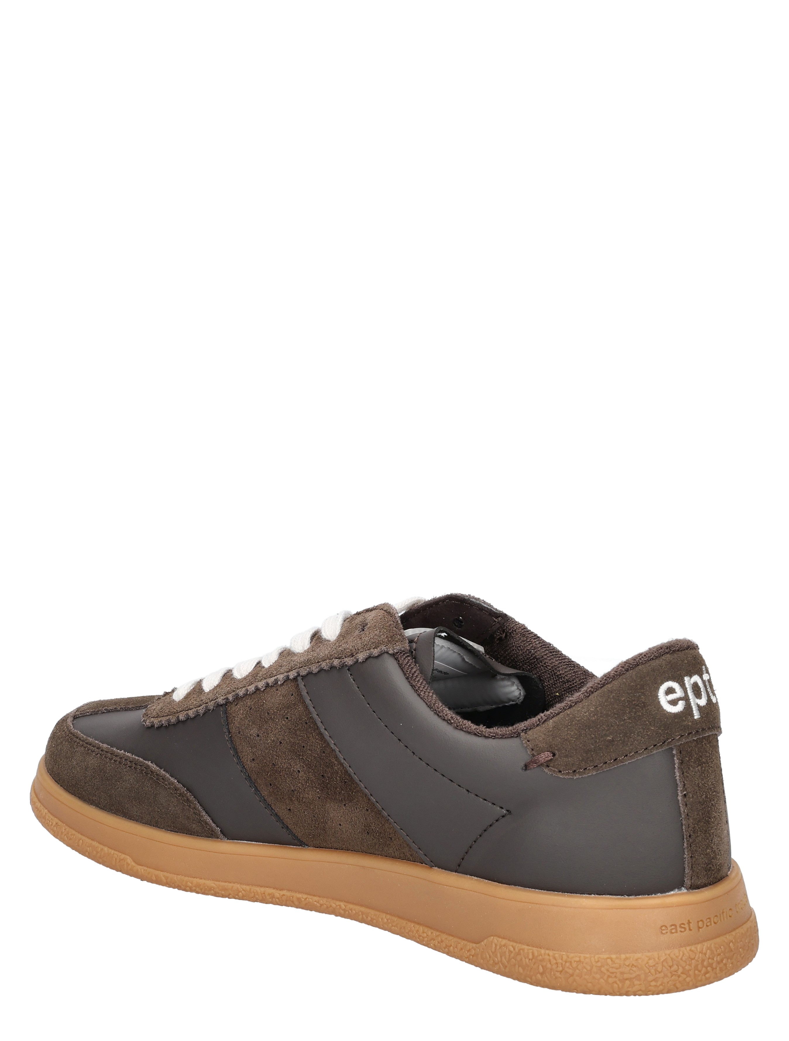 sneaker, bruin, suede, leder, gumsole