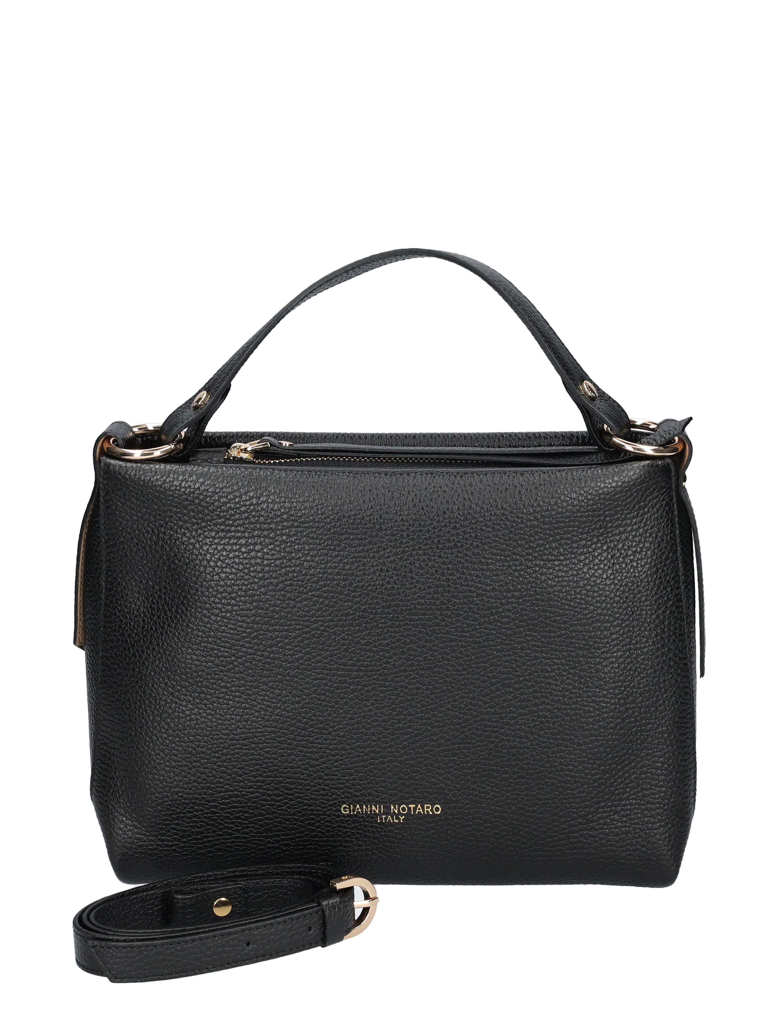 handtas, schoudertas, zwart, pebbled leer, riemband