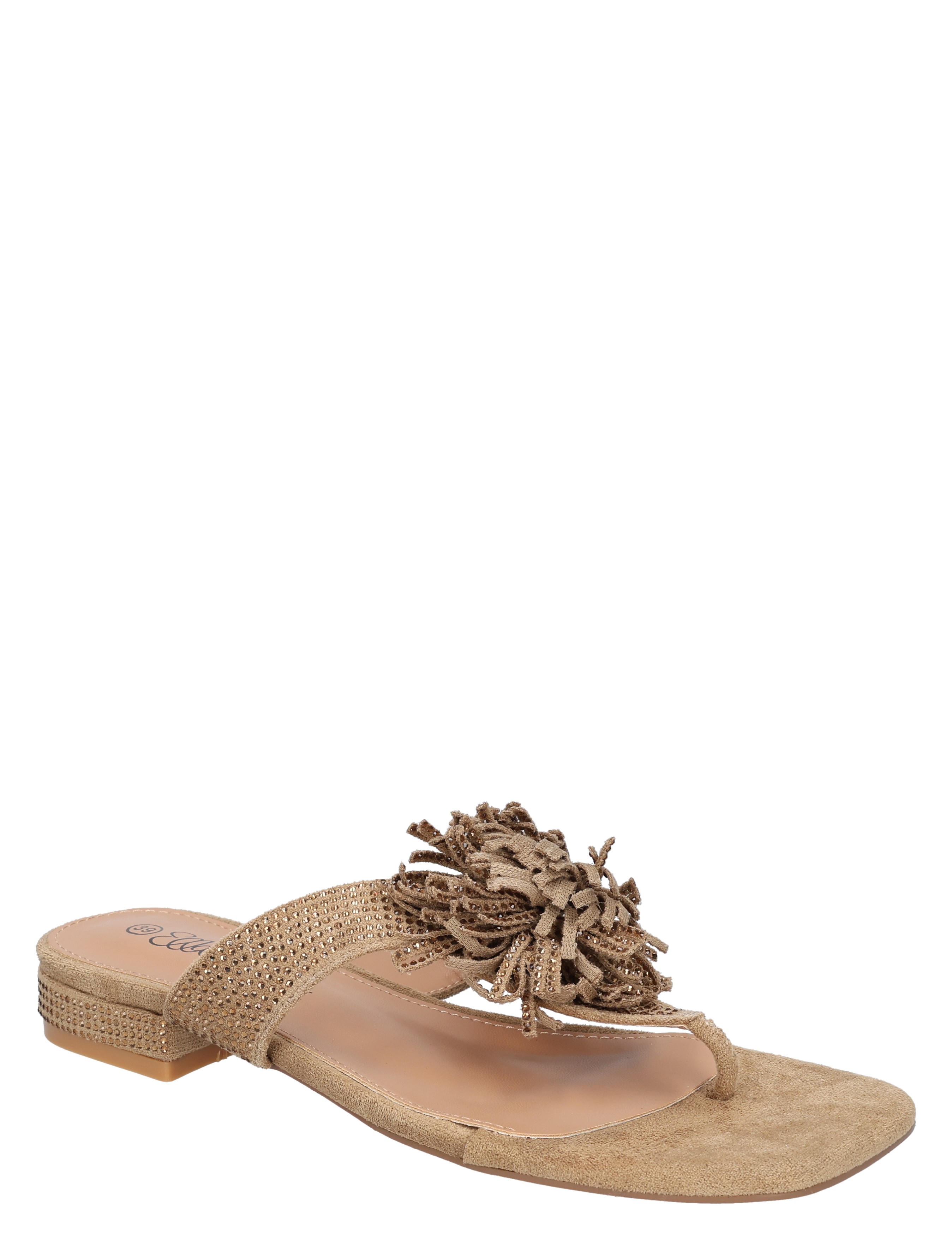 slipper, sandalen, t-stap, pompon, glitter