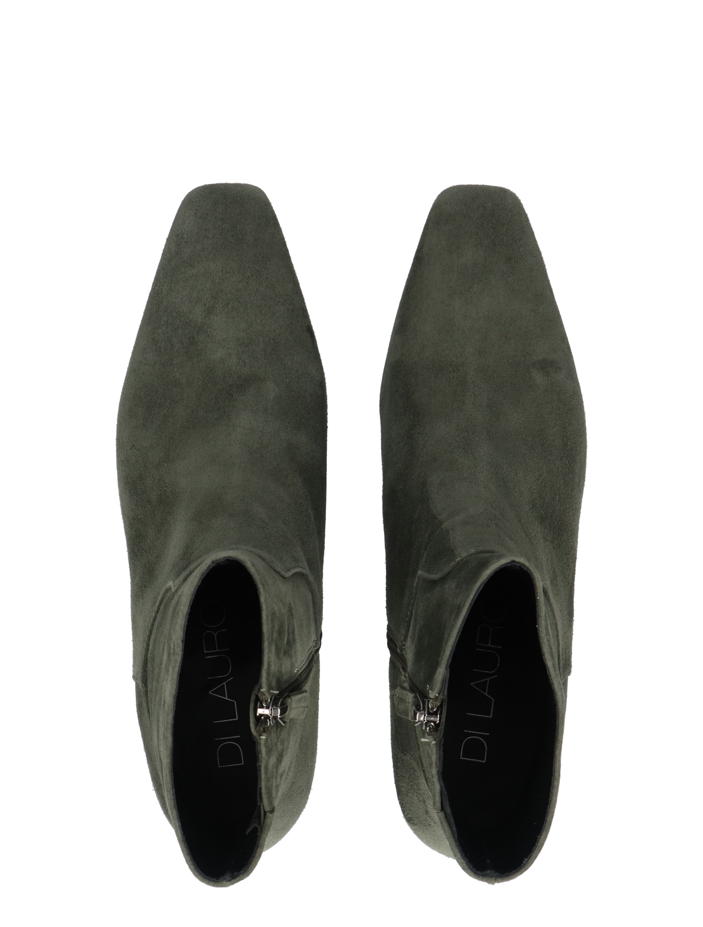 laarsjes, ankle boots, suede, grijsgroen, zijkant rits