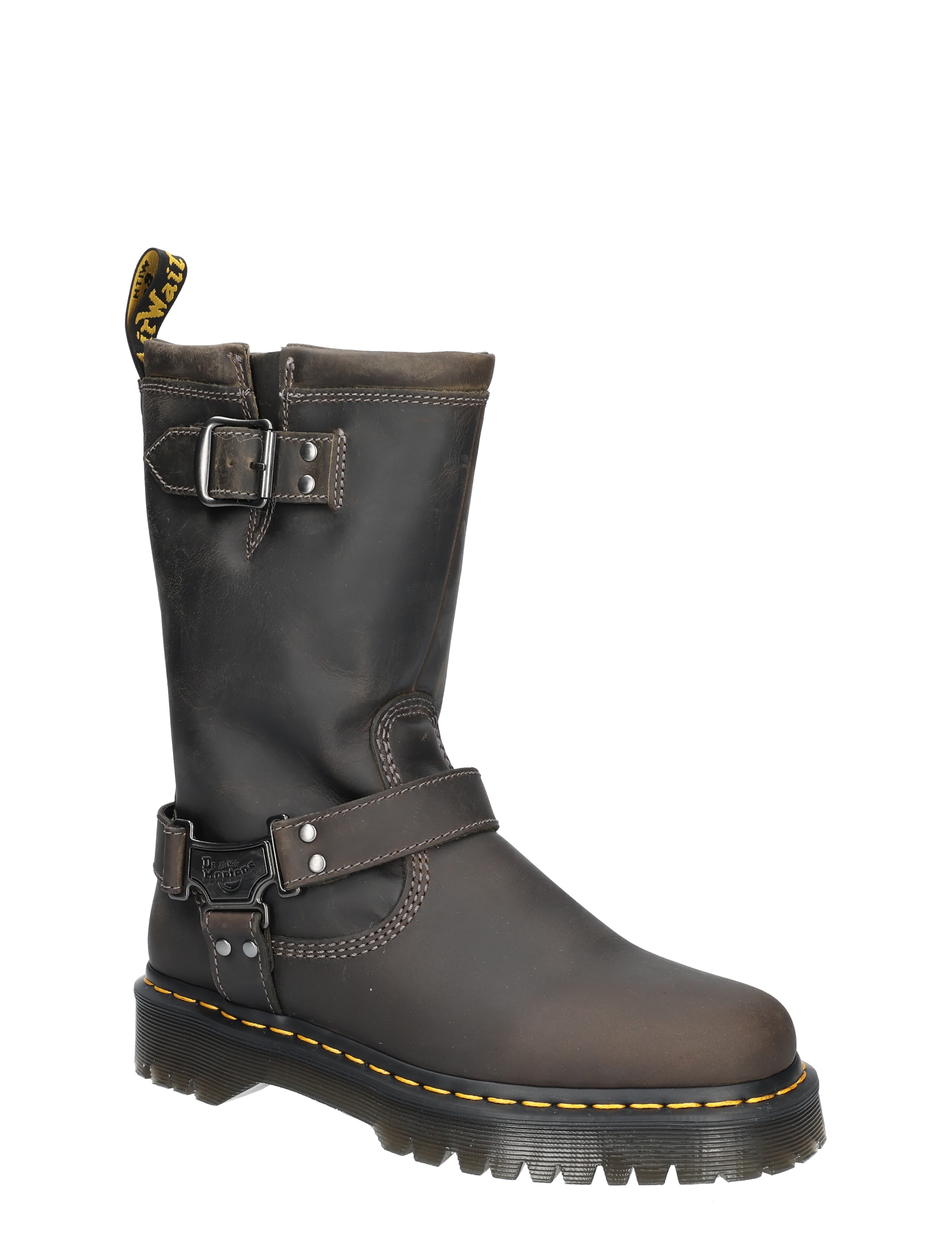 Dr. Martens - Anistone Hidam Charcoal Grey Burnish - Dames - Boots - Biker Boots - 48217_99_3