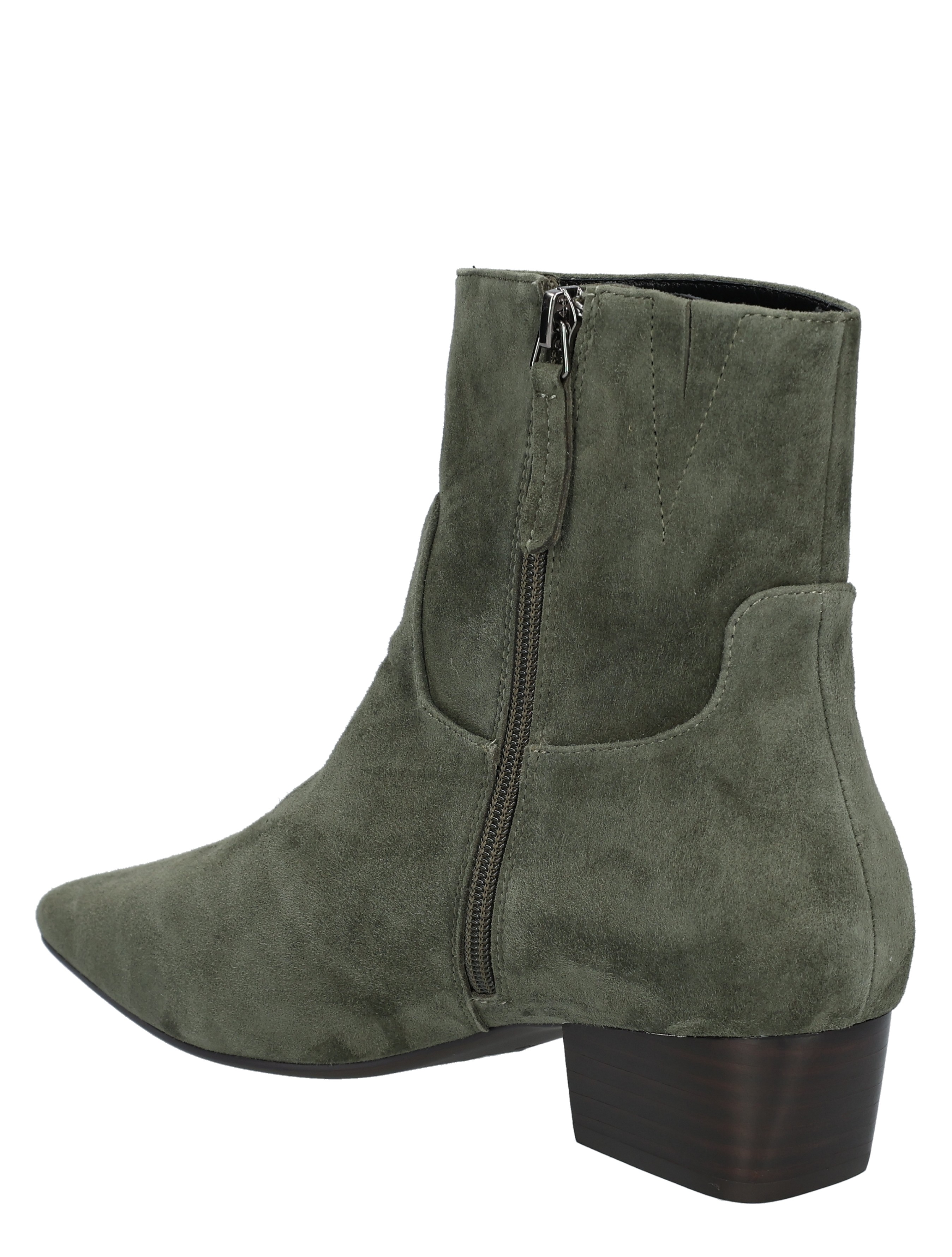 ankleboot, suede, green, zipper, heel
