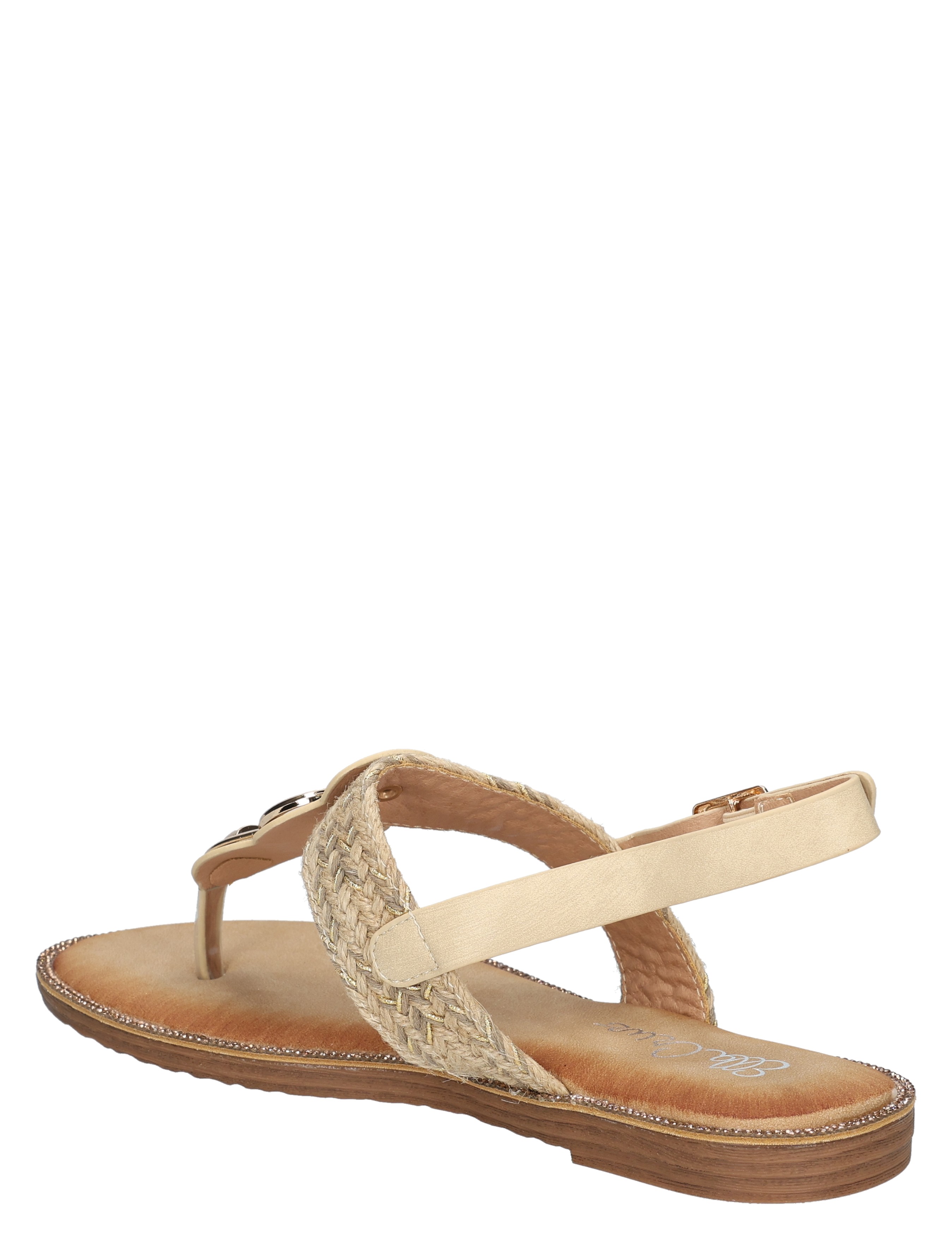 sandalen, strap, wafel, laag hiel, neutraal beige