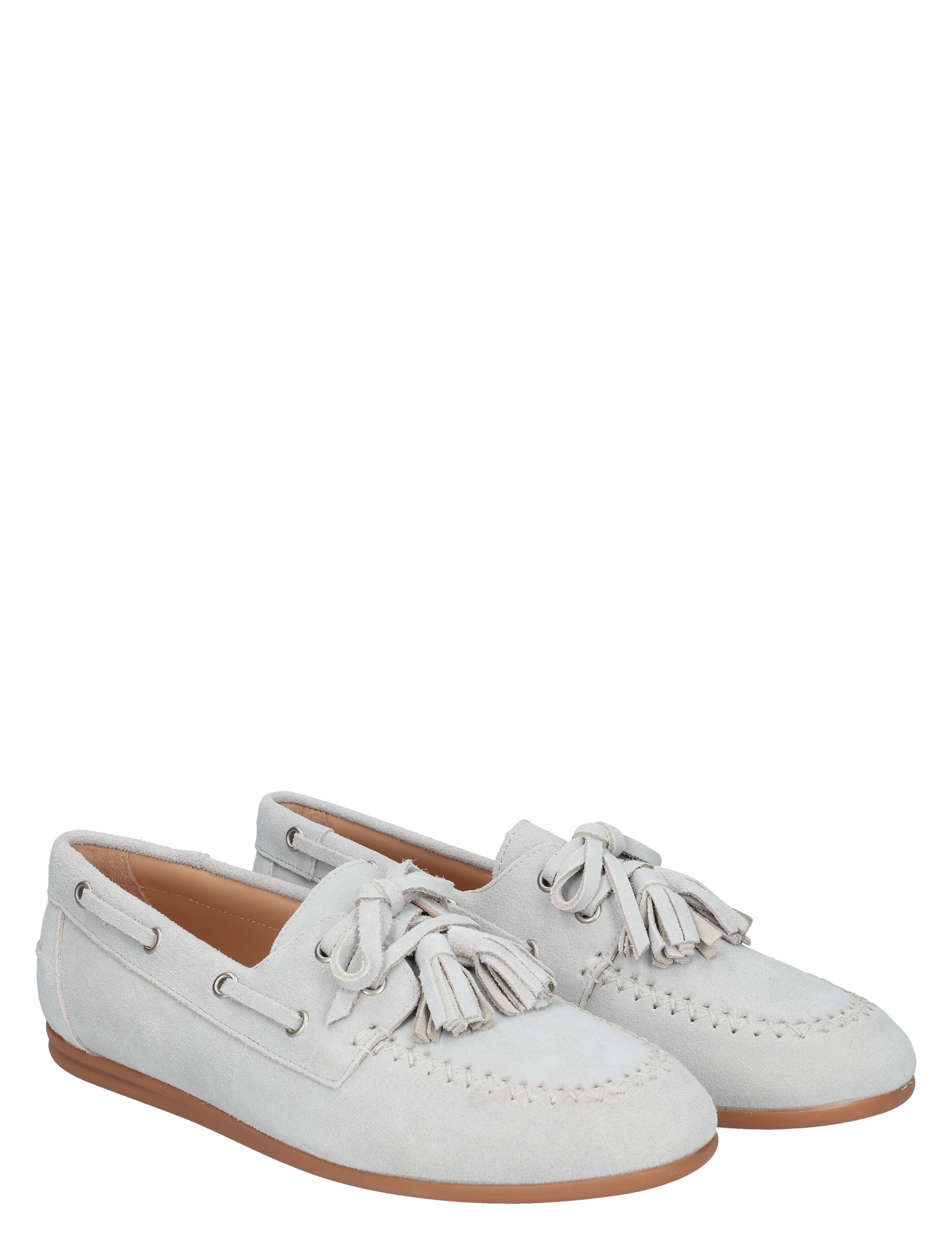 slipper, loafers, suede, tassels, light gray