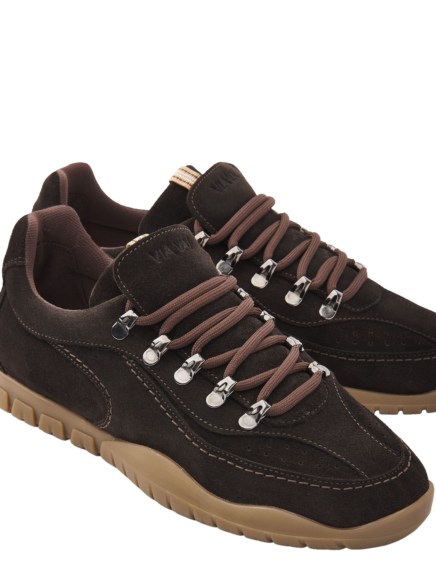 sneaker, herenschoenen, bruine kleur, suede, rugzool