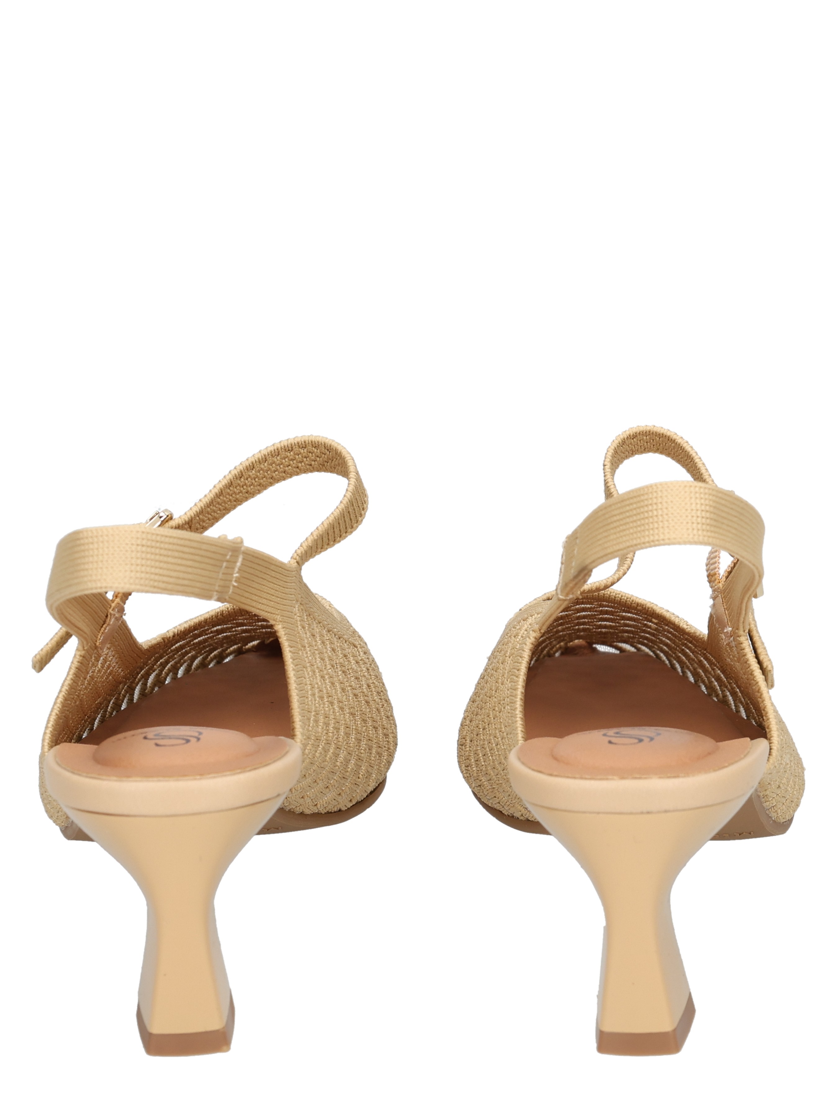 sandaaltjes, hakken, peep-toe?, wedges, nude-kleur