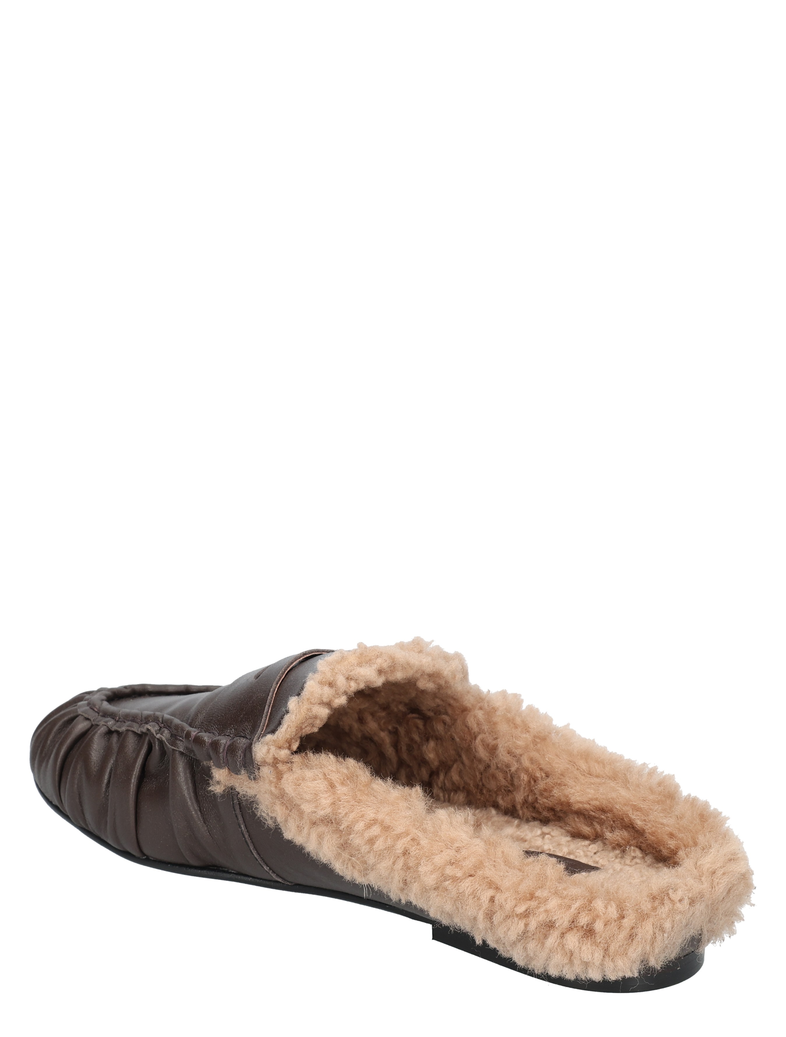 slipper, mocassin, donkerbruin, bont, innenvoering