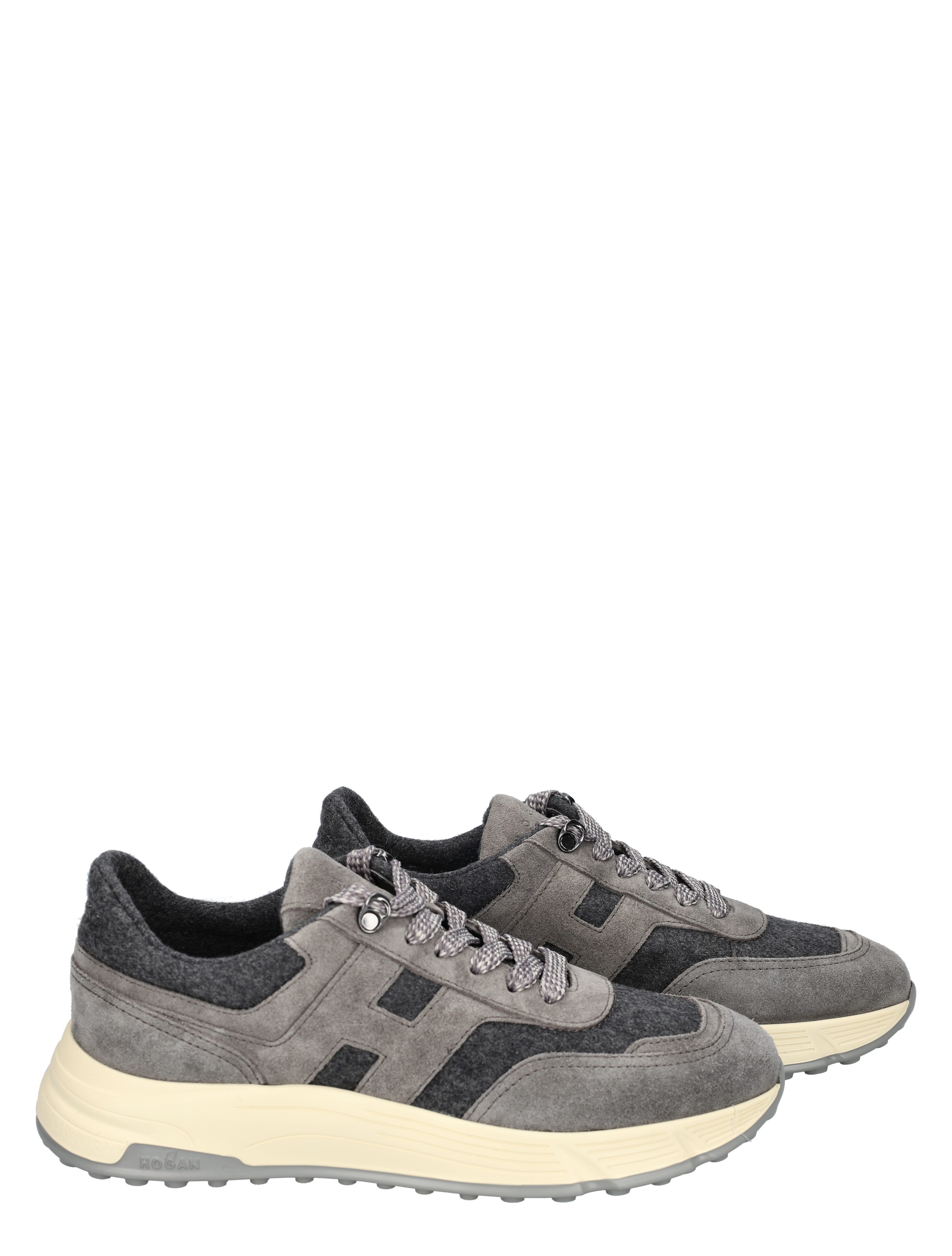 sneakers, grijs, suede, dempte zool, veter combi