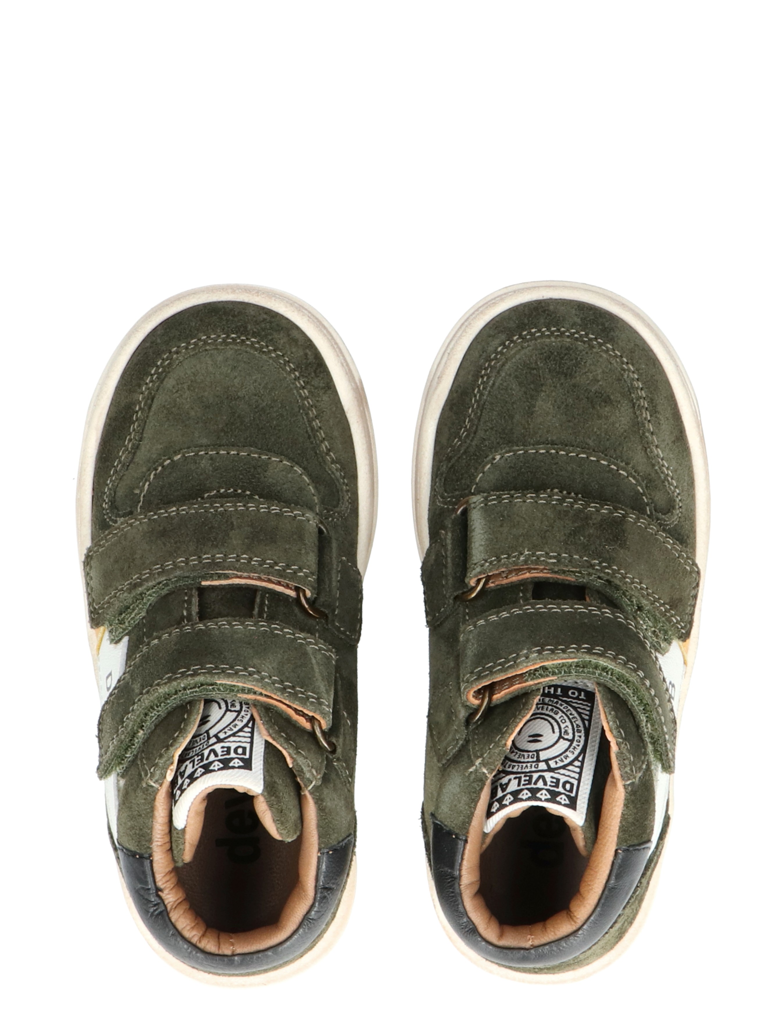 Develab - 45149 526 Green Waxed - Jongens - Sneakers - Hoge Sneakers - Klittenbandschoenen - 45697_66_7
