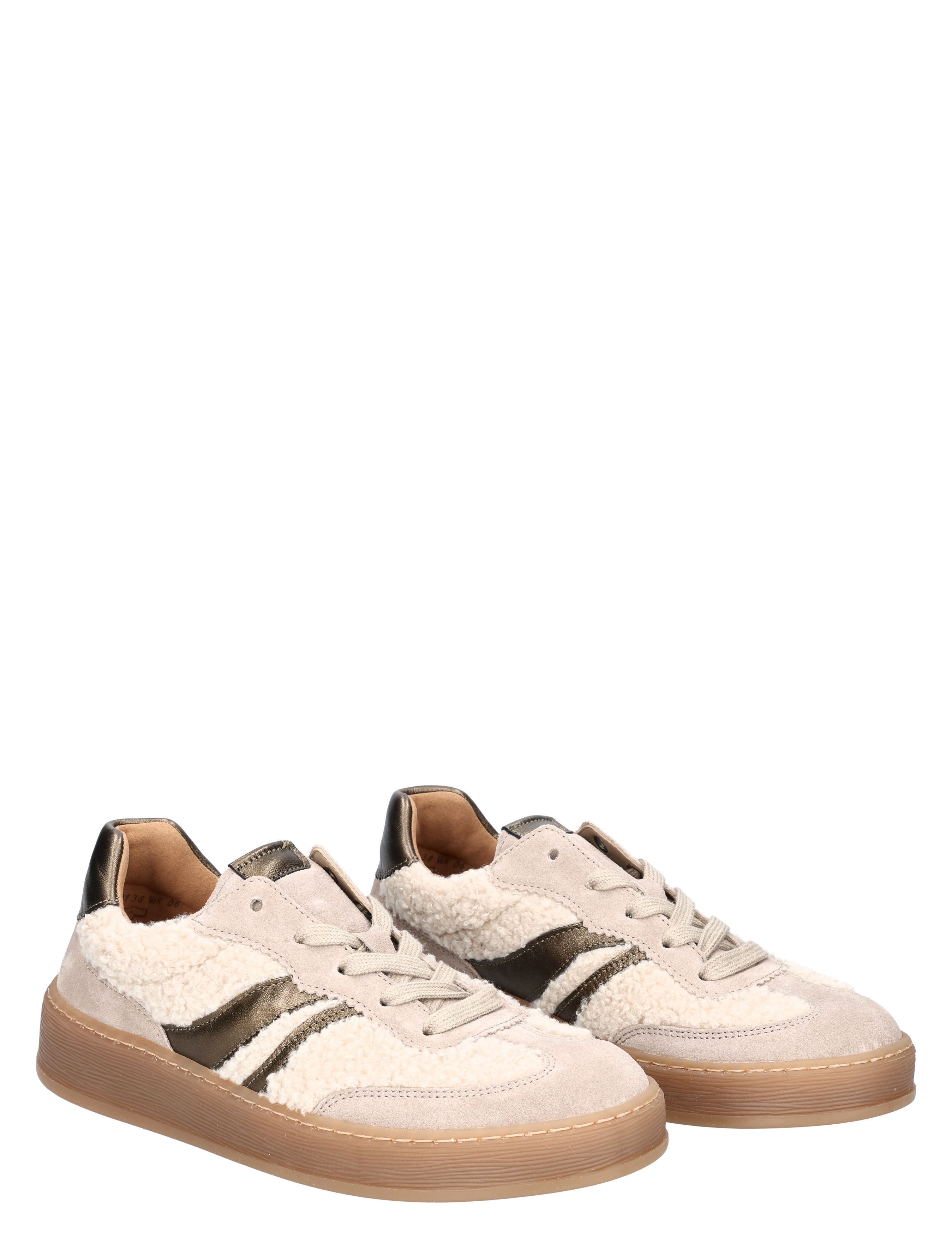 sneakers, veterschoenen, tan kleur, shearling, kunstleder