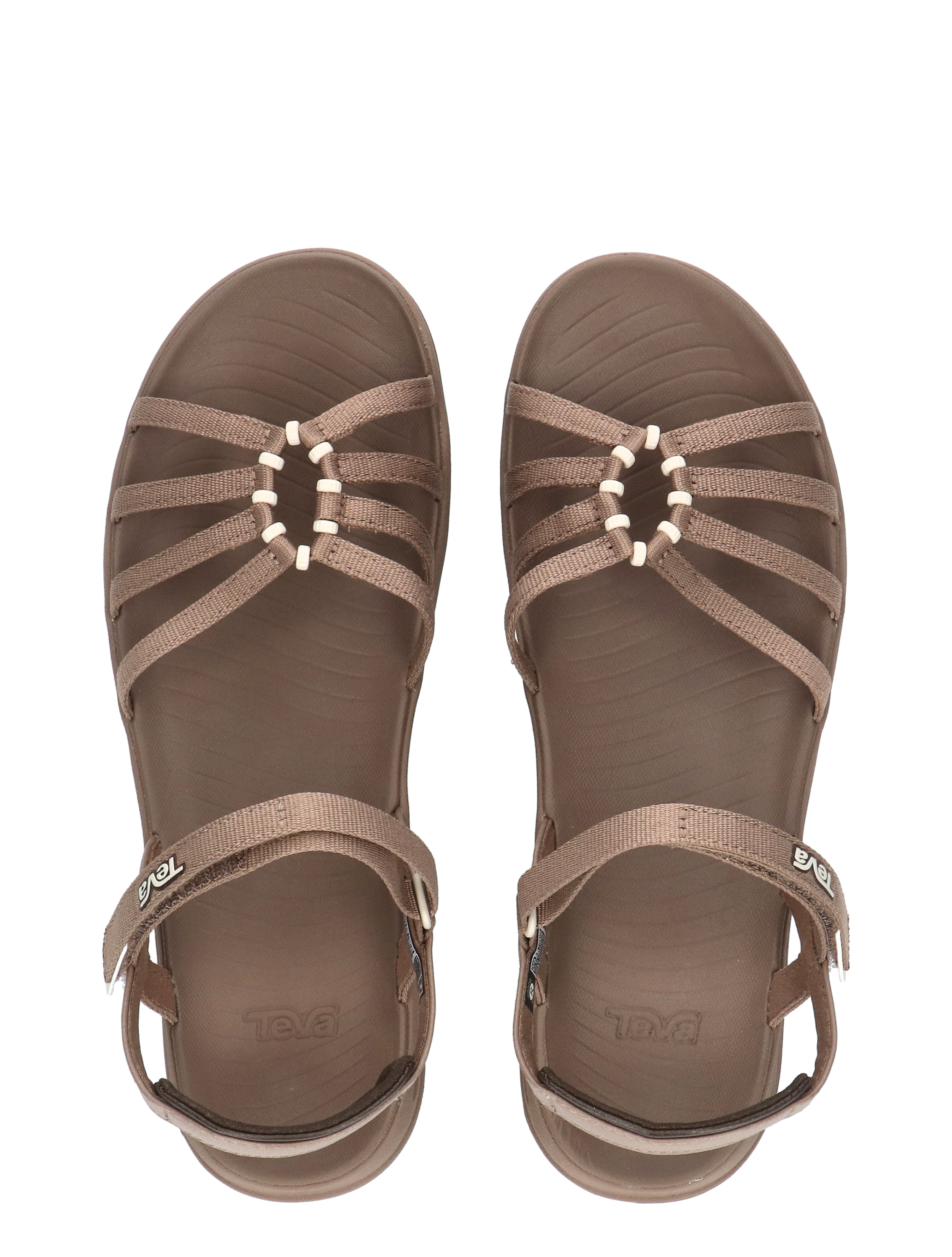 sandalen, sandalen met bandjes, houten knopen, bruin, open hiel pasvorm