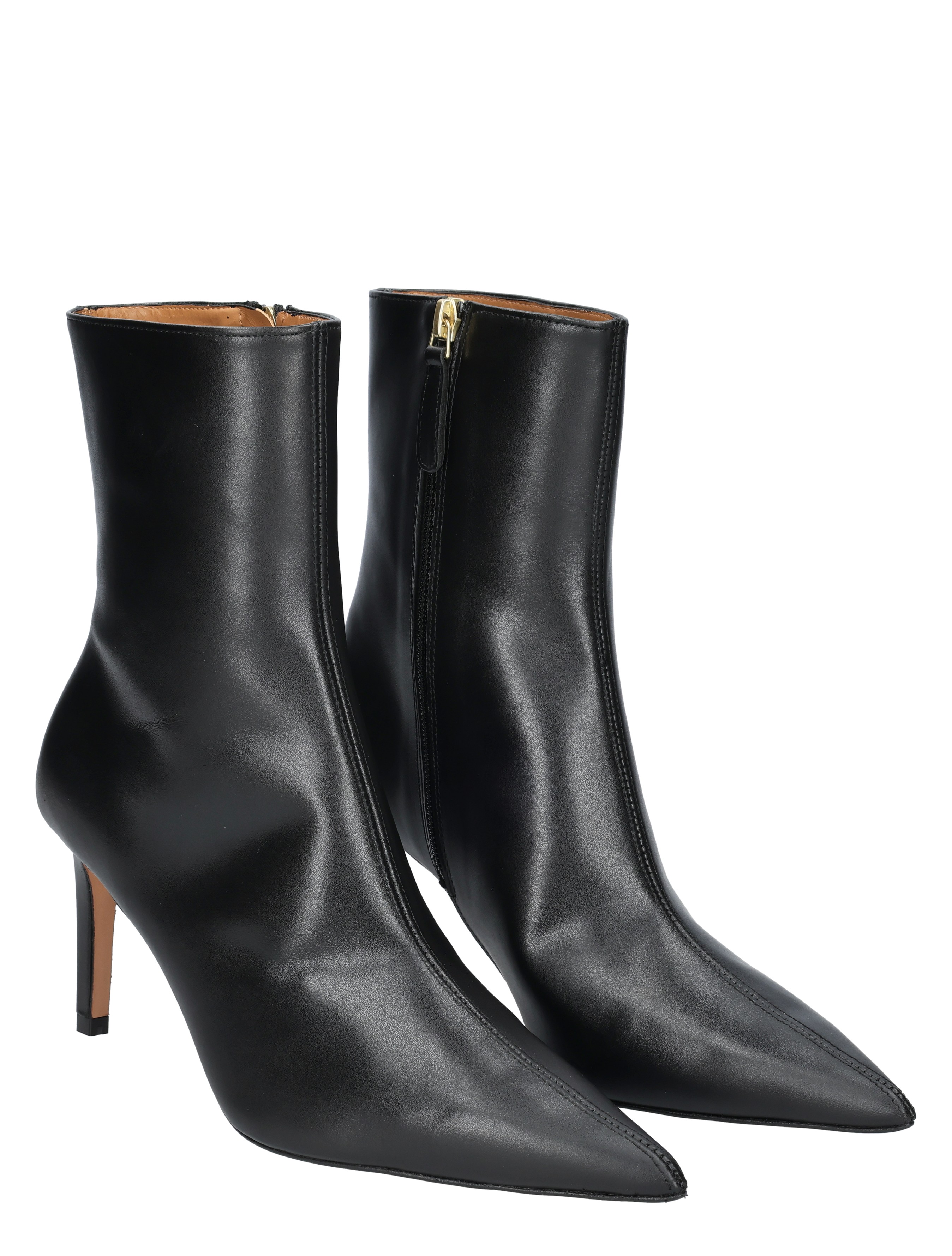 lederen schoen, enkellaarzen, zwarte boots, hakhoogte middelmatig, back-zip