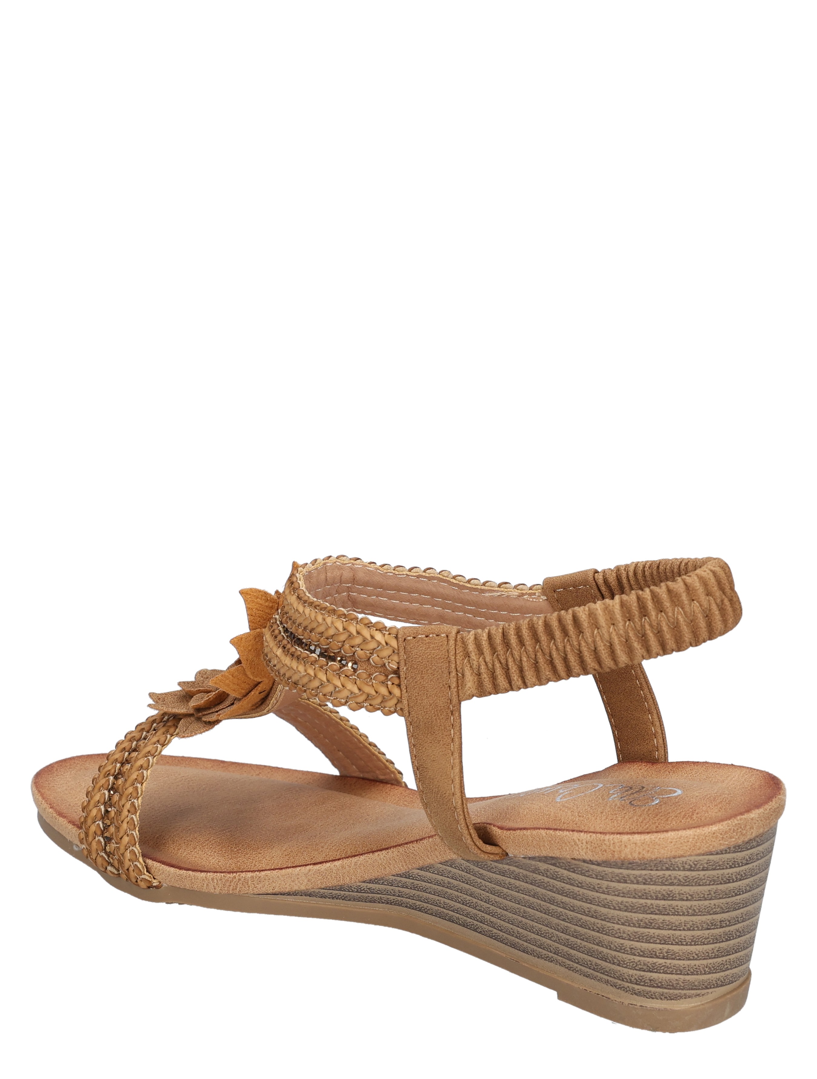 sandalen, wedge, touwband, bruin, gladde zoolsedel