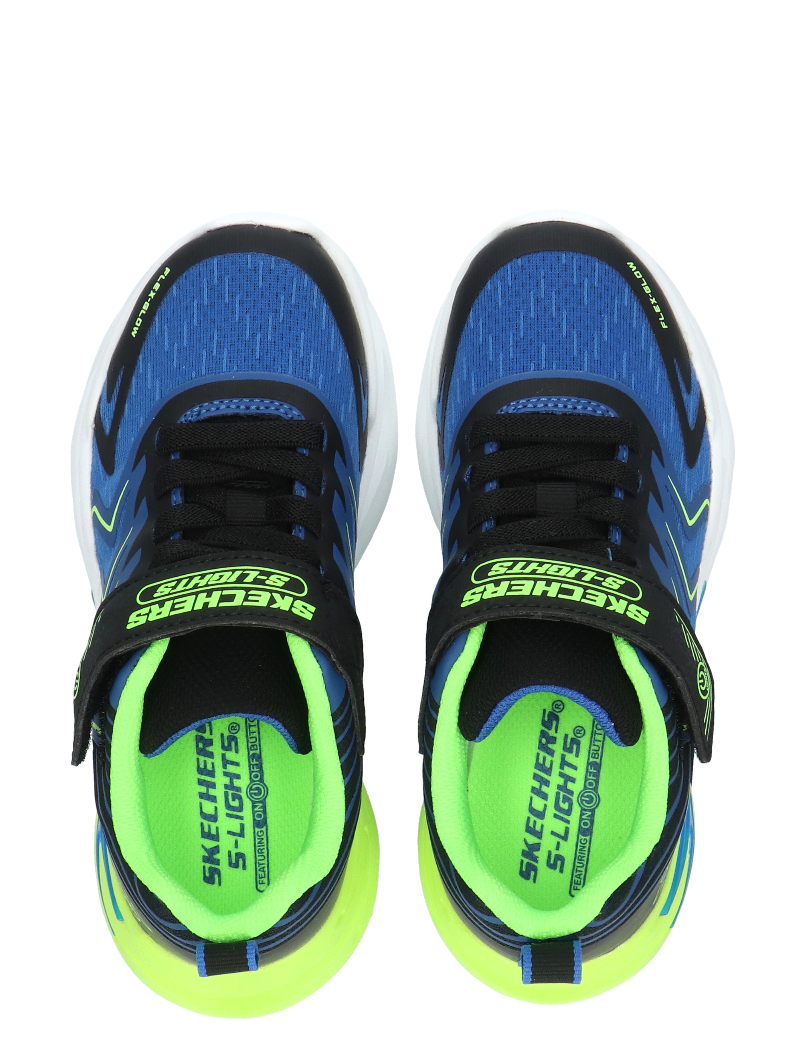 sportschoenen, sneakers, blauw, neon groen, sleutelsluiting