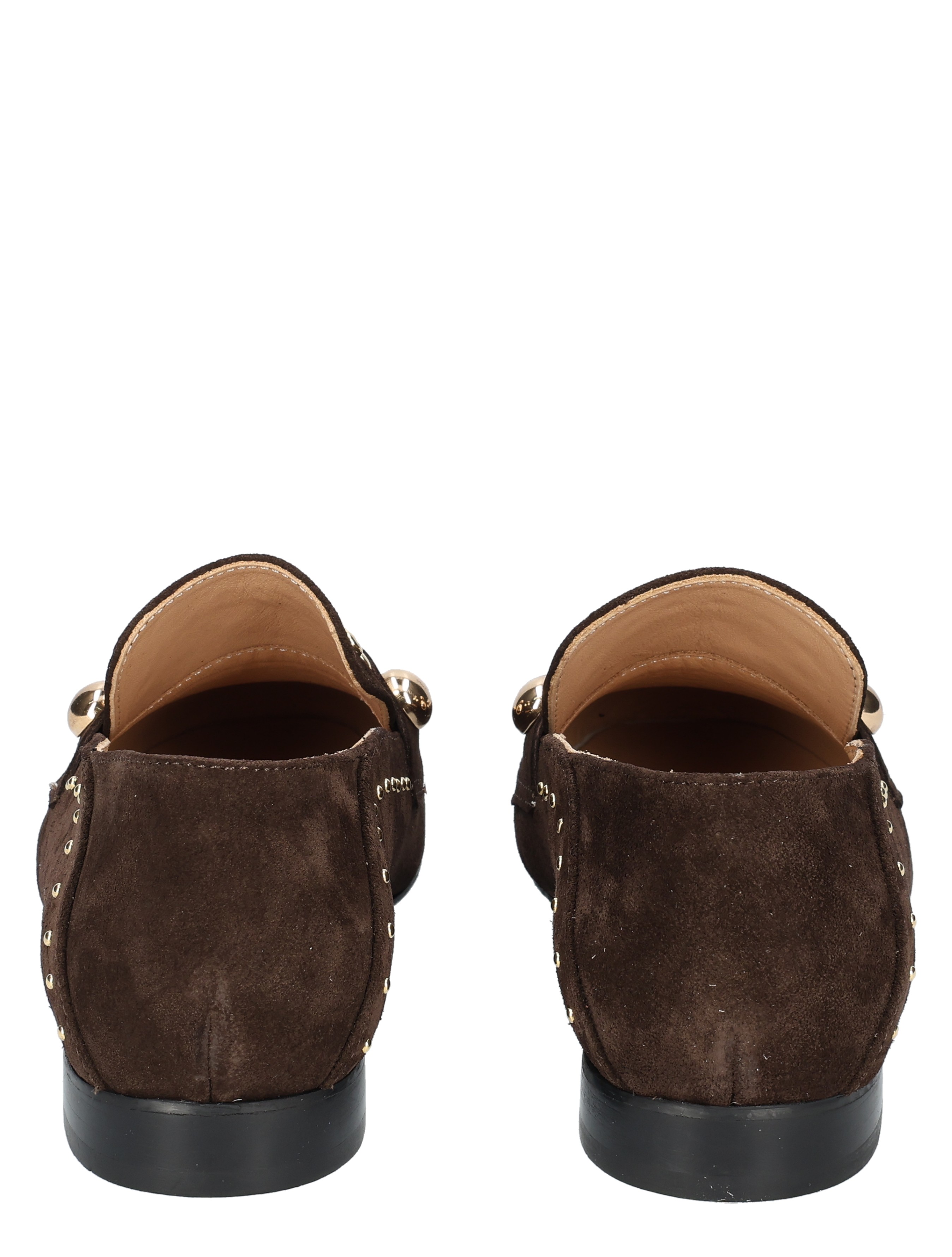 suède, mocassin, bruine, studs, slipper