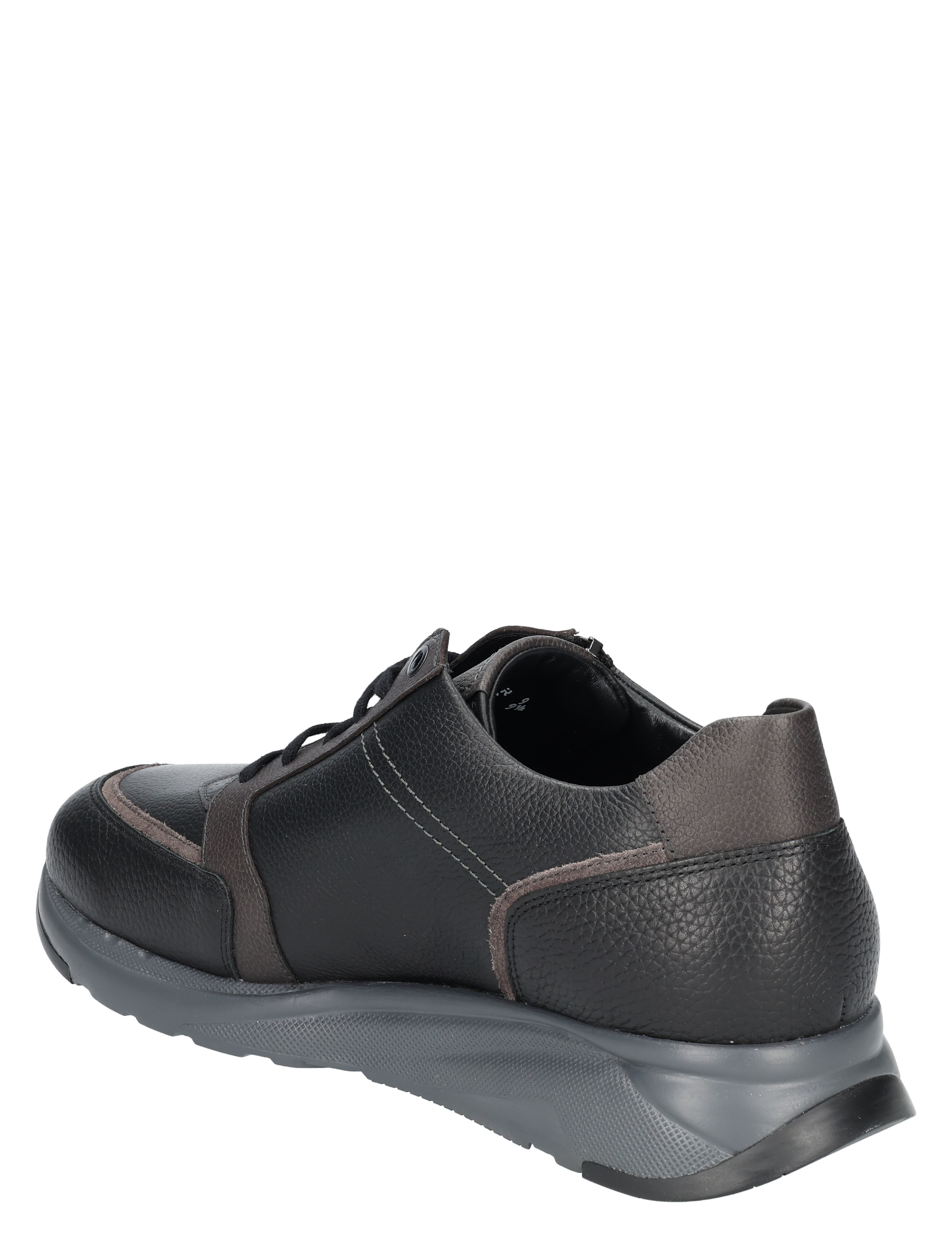 sneaker, leder, zwarte, grijze zool, slip-on/sneaker-achtig