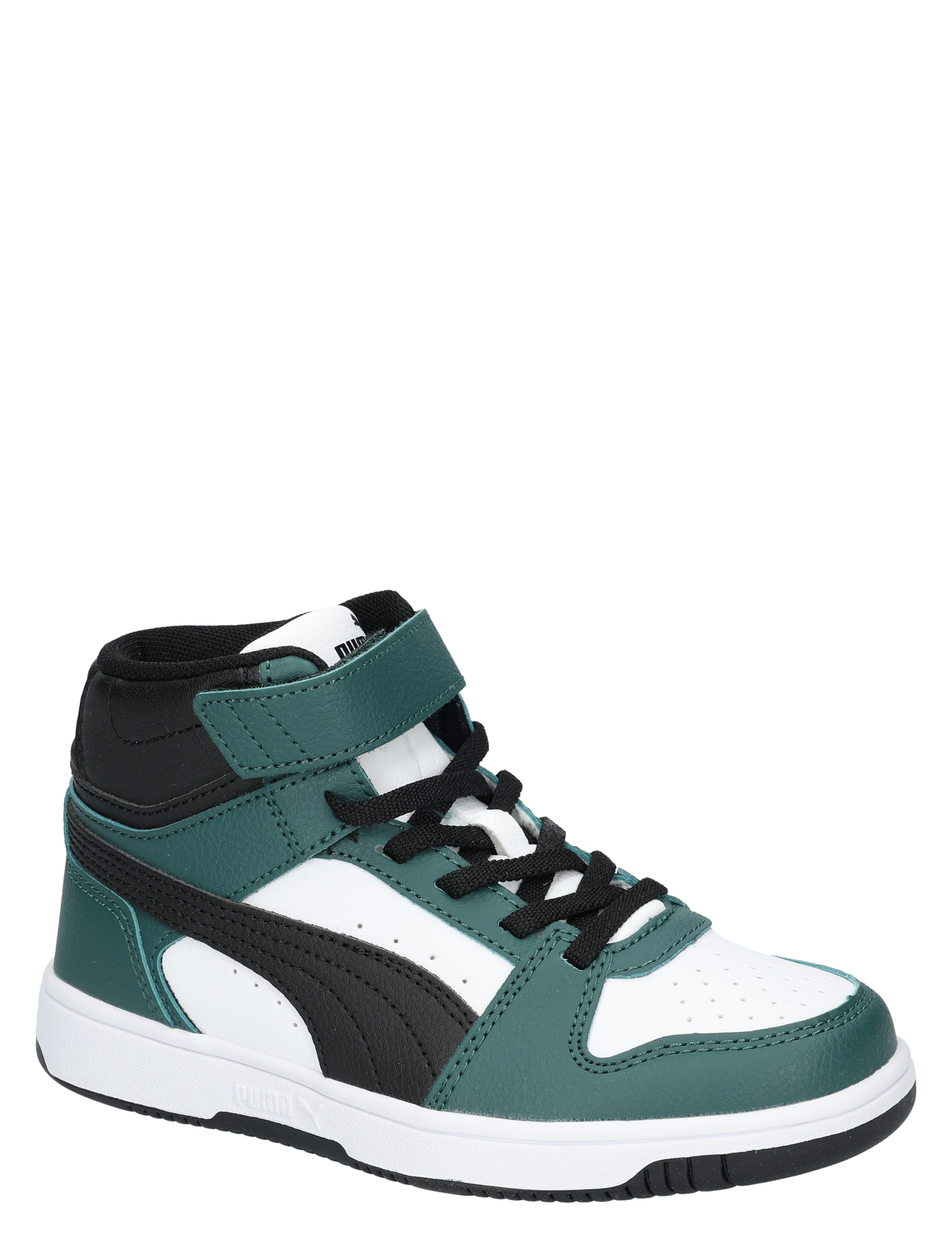Kinderschoen, Sneaker, High-top, Witte panelen, Groene accenten