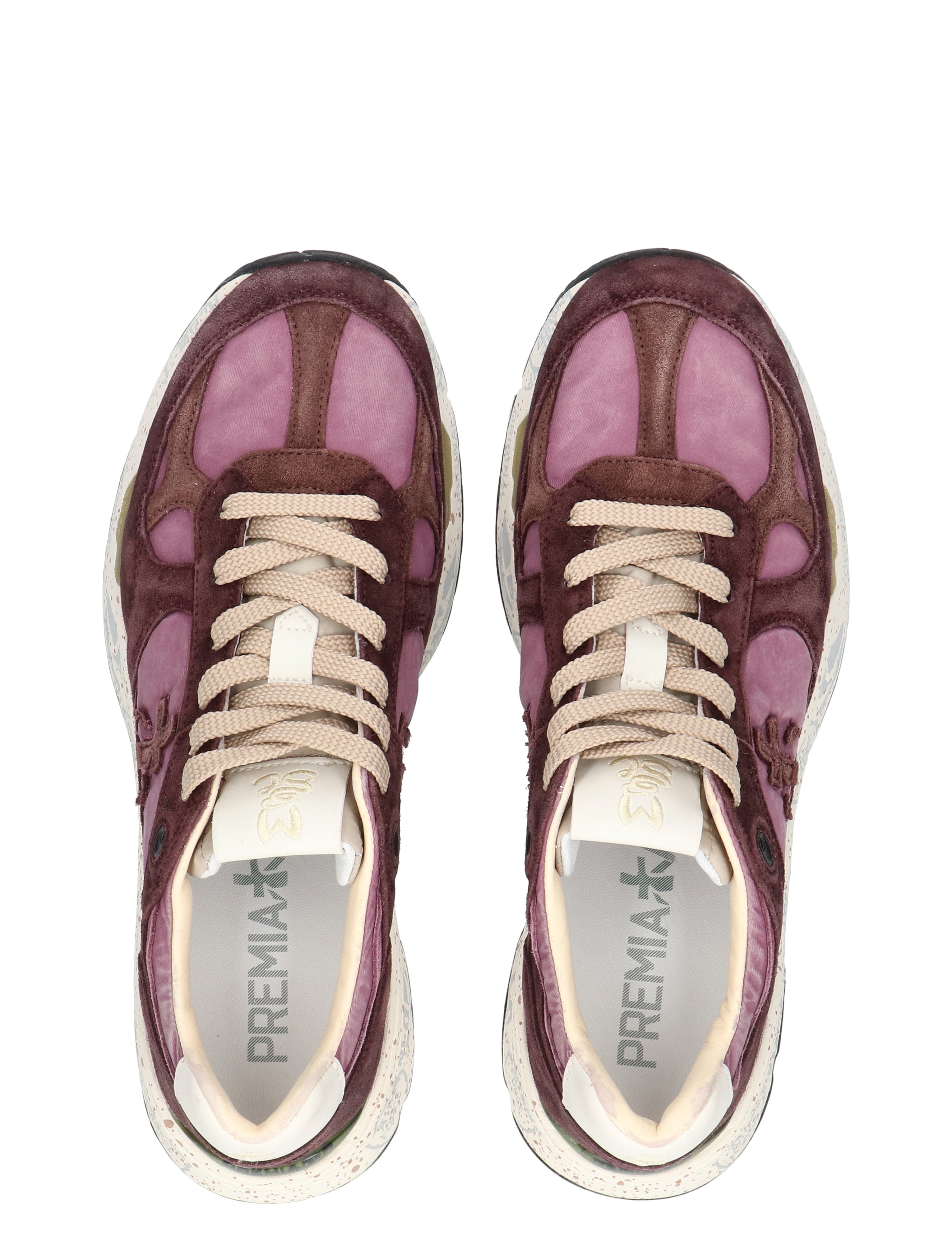 sneakers, lila, suède, lakleren, veters
