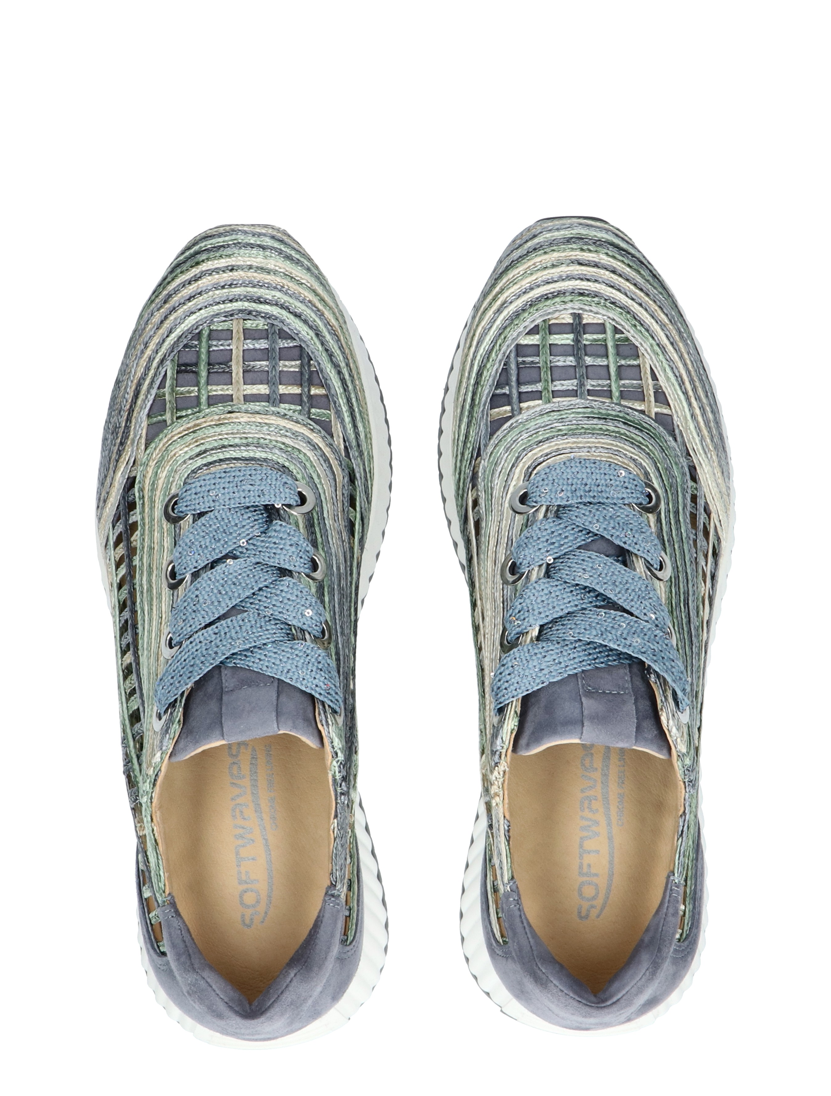 Softwaves - 8.95.01 019 Rafia Multi Denim - Dames - Veterschoenen - Casual Veterschoenen - 47456_73_7