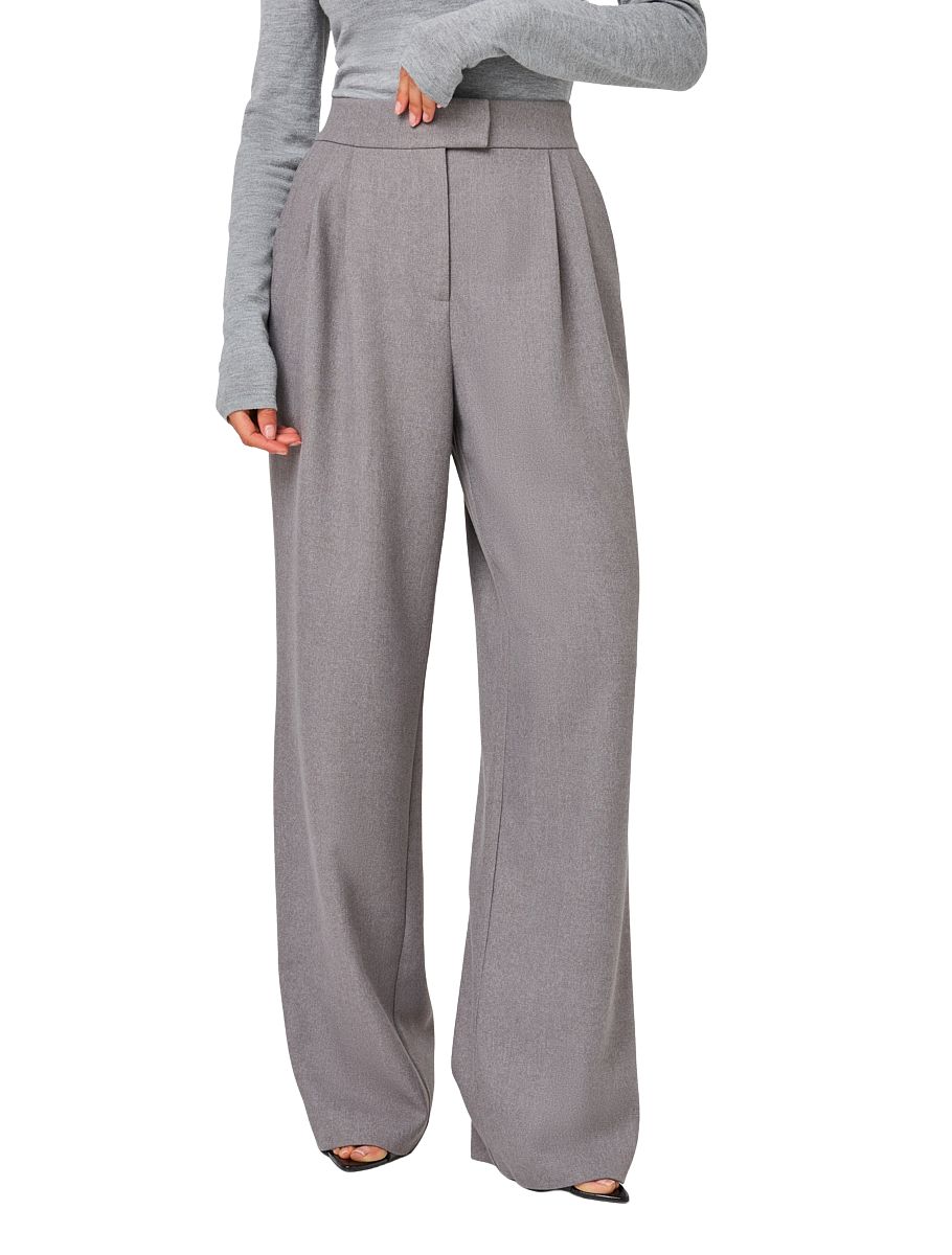 broek, wijd, grijs, talrijke plooien, hoog taille