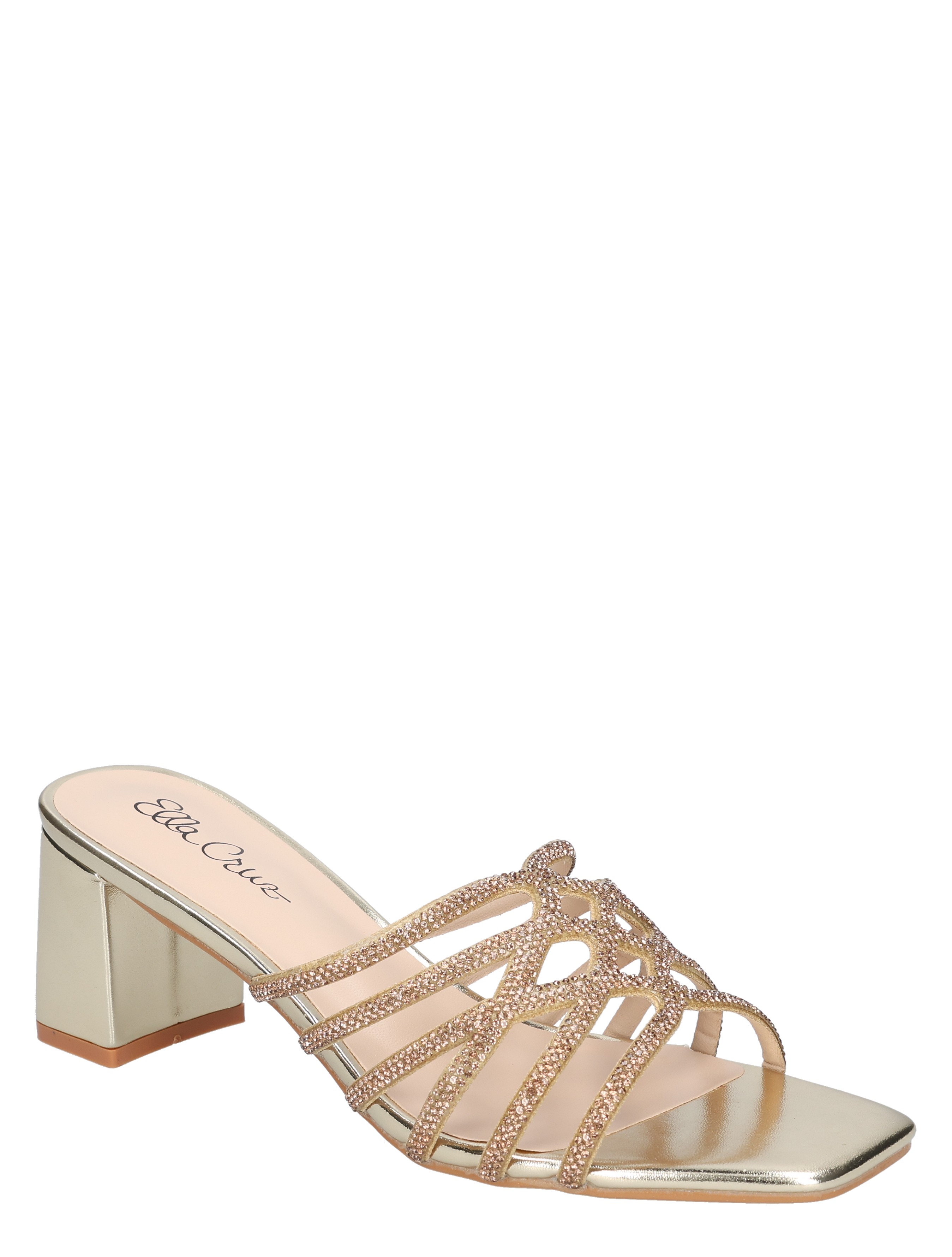 sandalen, hoge hak, glitter, crystal sleehak, kristallen banden