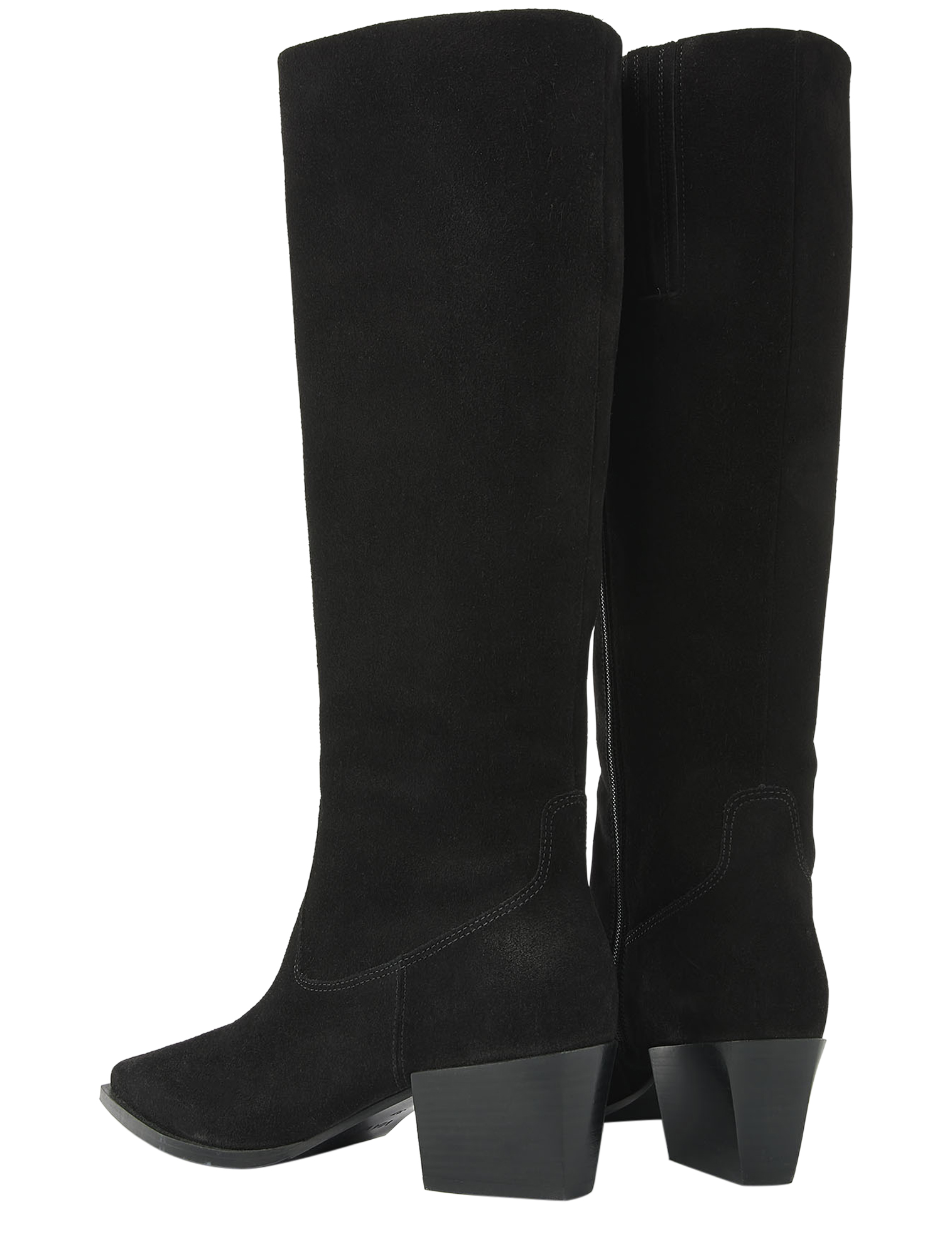 laarzen, kneehigh, zwarte boots, suede, hielblok 2x2