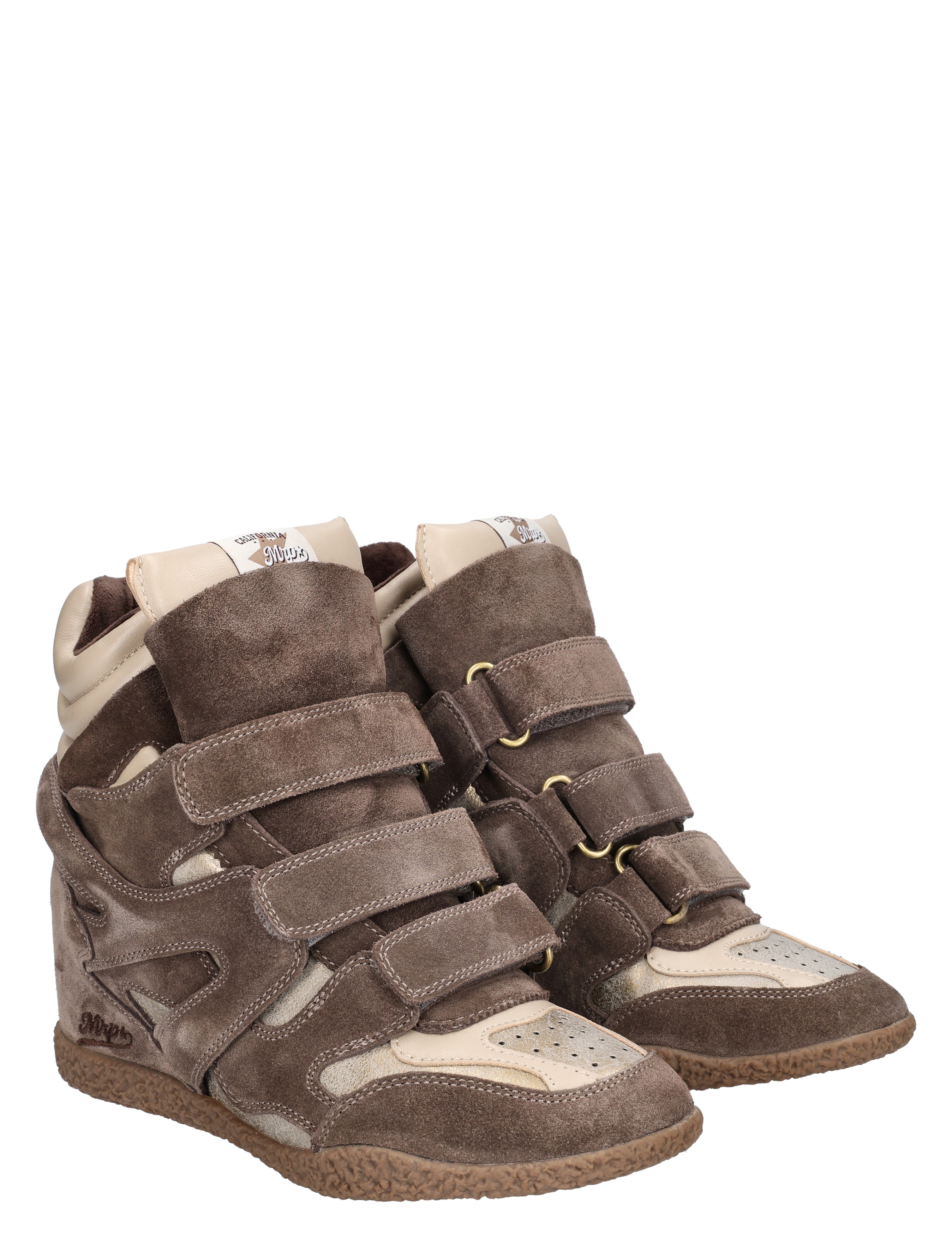 hoge sneakers, suède, velcro sluiting, taupe, usta grip zool