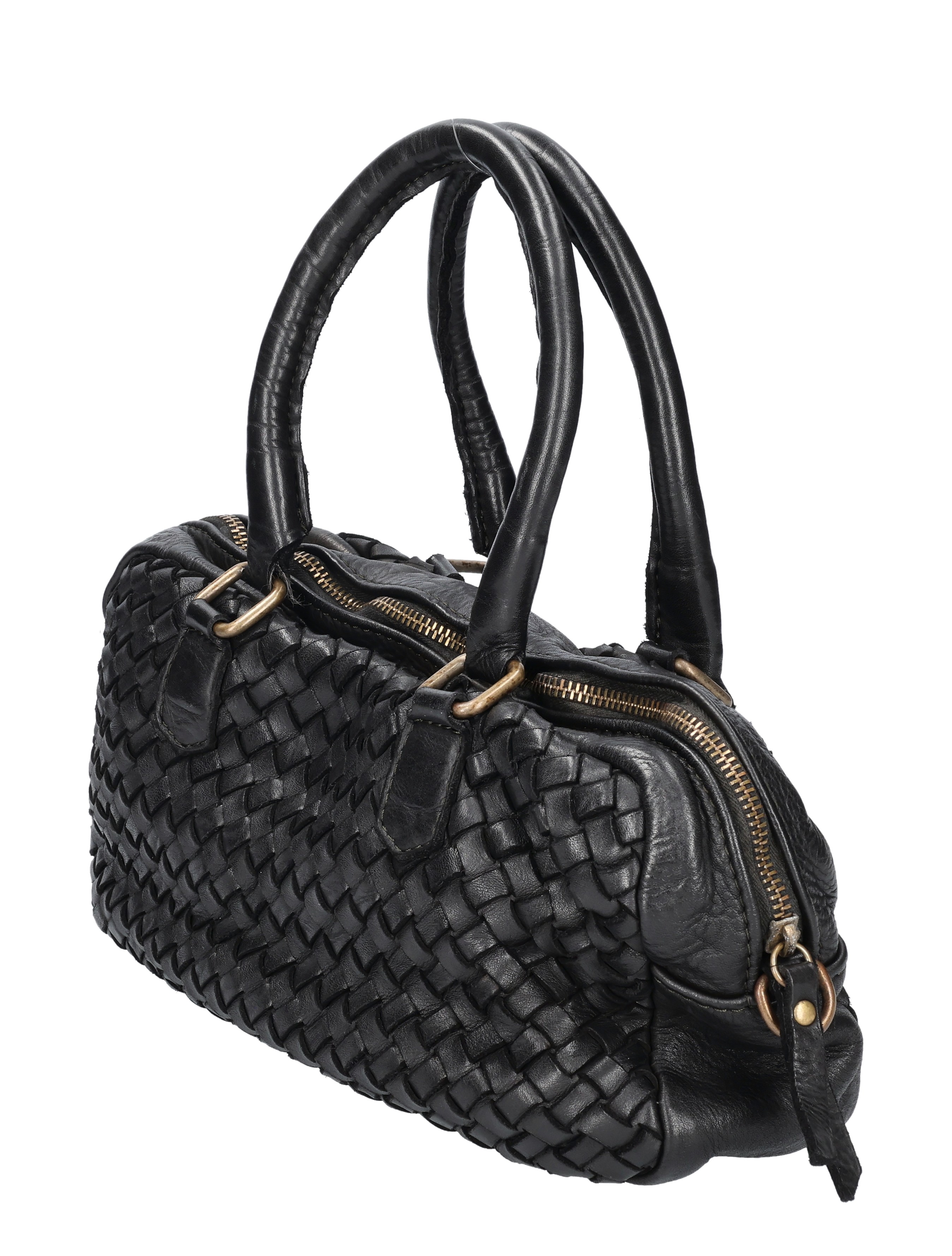 black bag, woven texture, handbag, zipper, leather