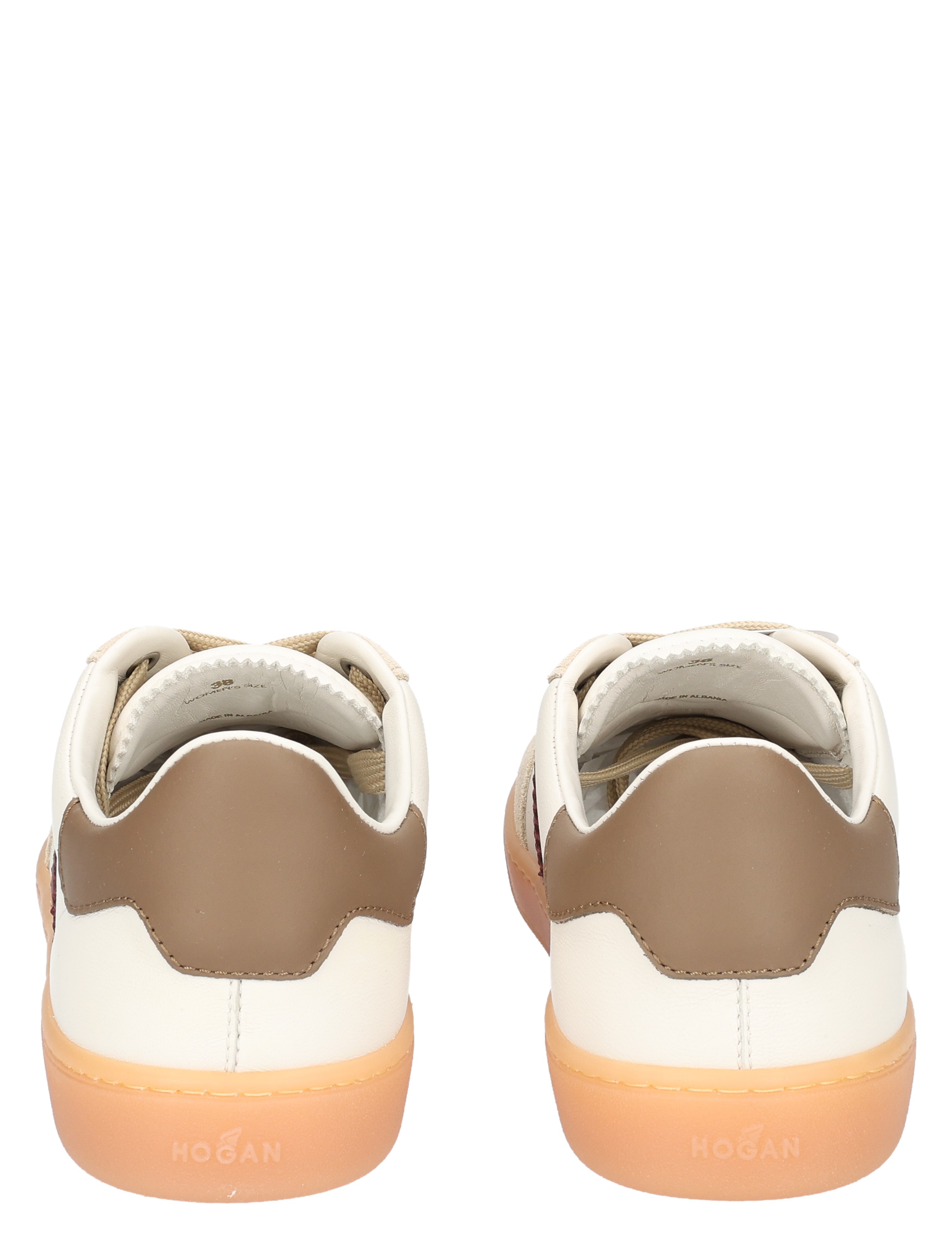 sneakers, achterkant, wit, tan, gum sole