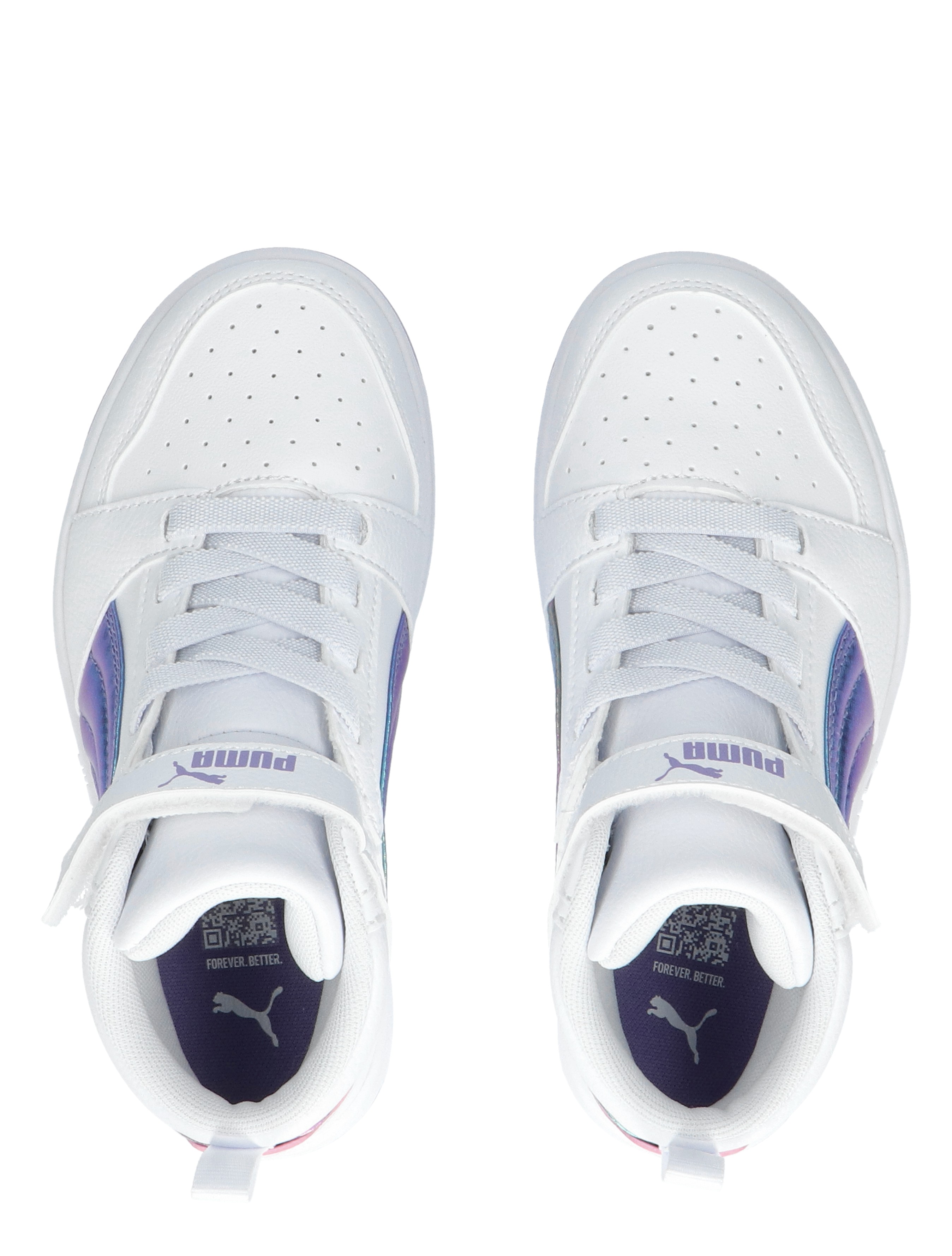 Puma - Rebound V6 Mid Bouncy Velcro White Lavender Mauve - Meisjes - Sneakers - Hoge Sneakers - 44971_84_7