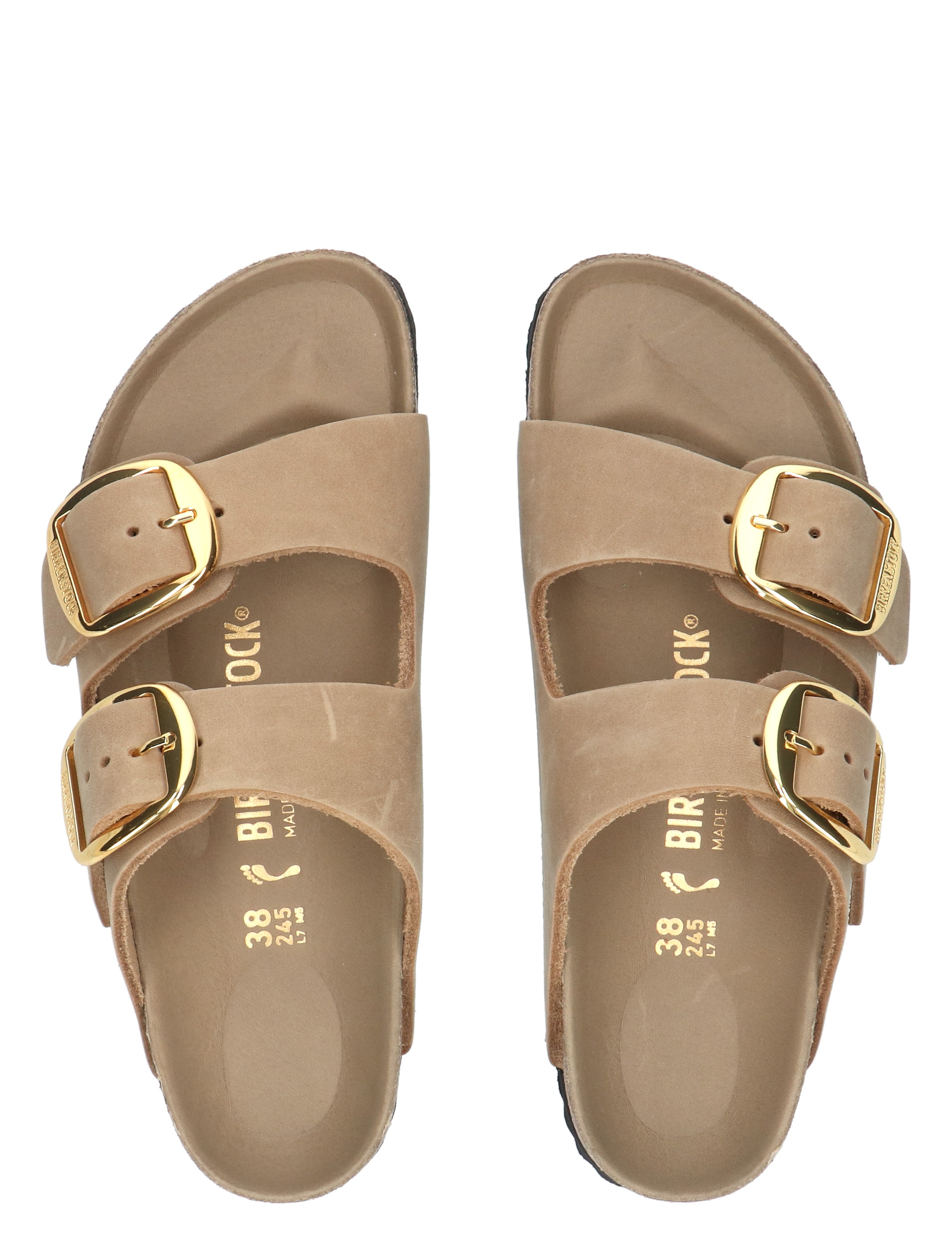 Birkenstock - Arizona Women Big Buckle Nubuck Tobacco Brown Narrow - Dames - Slippers - 48101_02_1